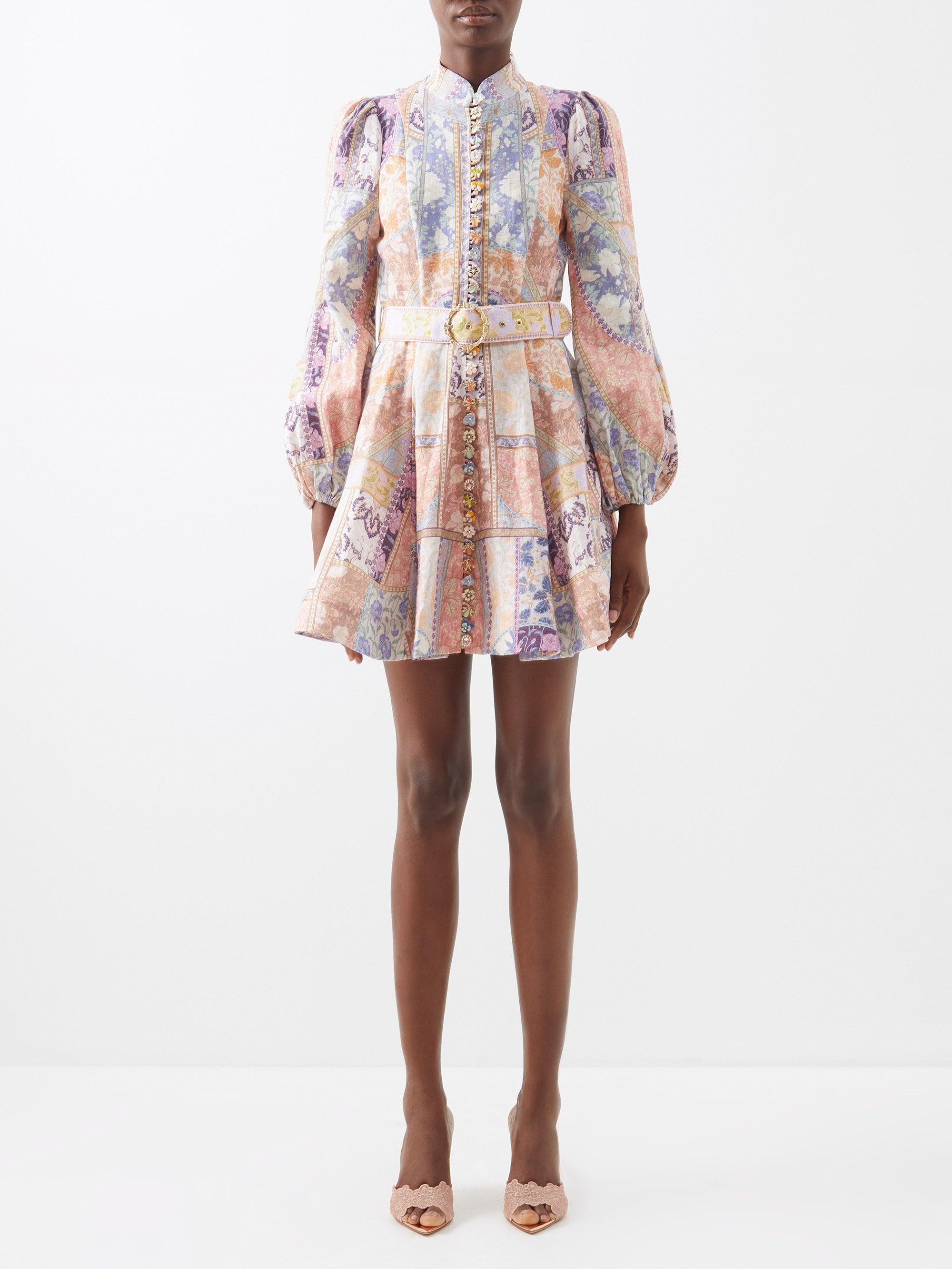 Zimmermann Kaleidoscope Belted Floral print Linen Mini Dress in