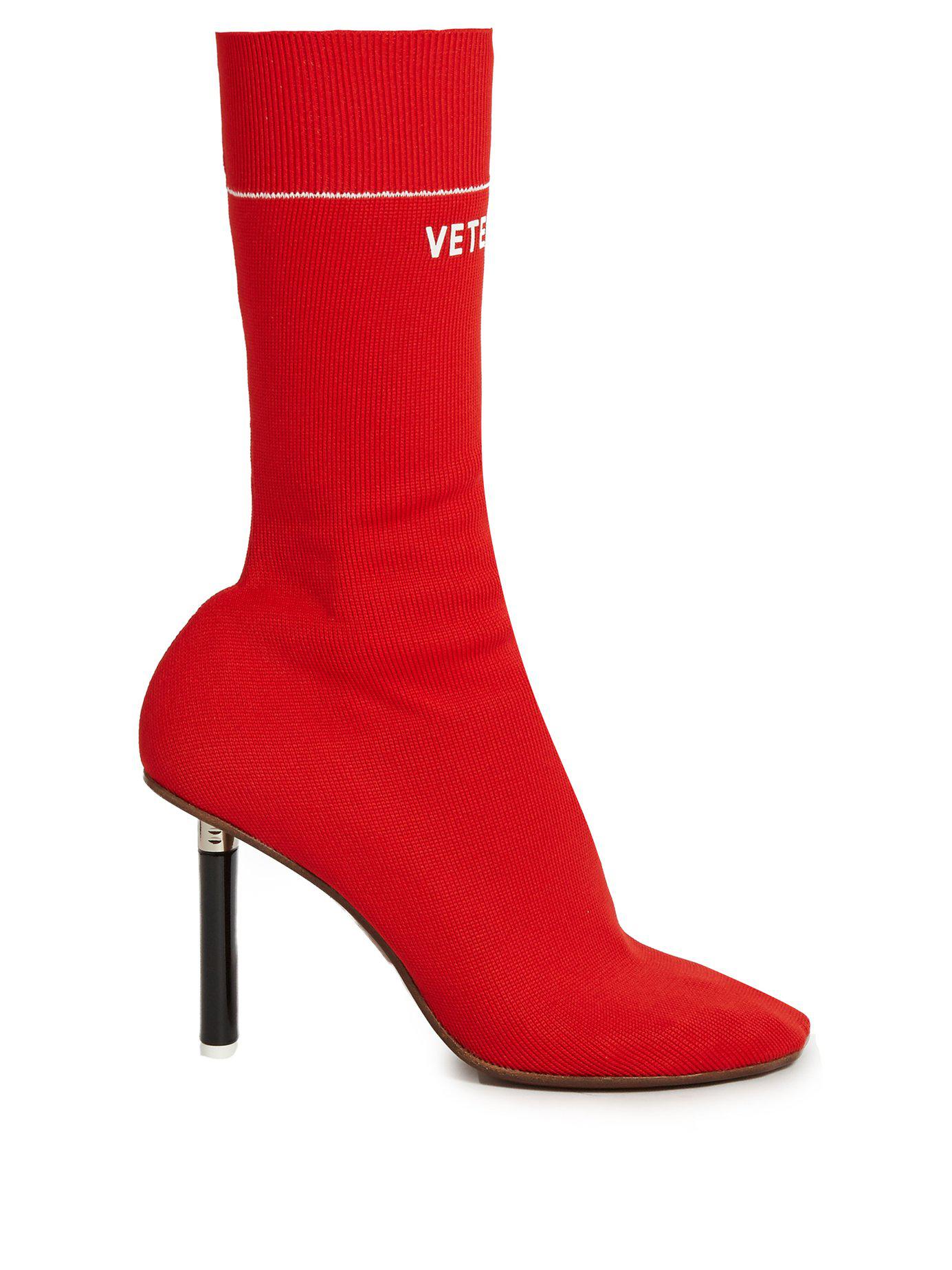 klient hobby Sig til side Vetements Lighter-heel Sock Ankle Boots in Red | Lyst