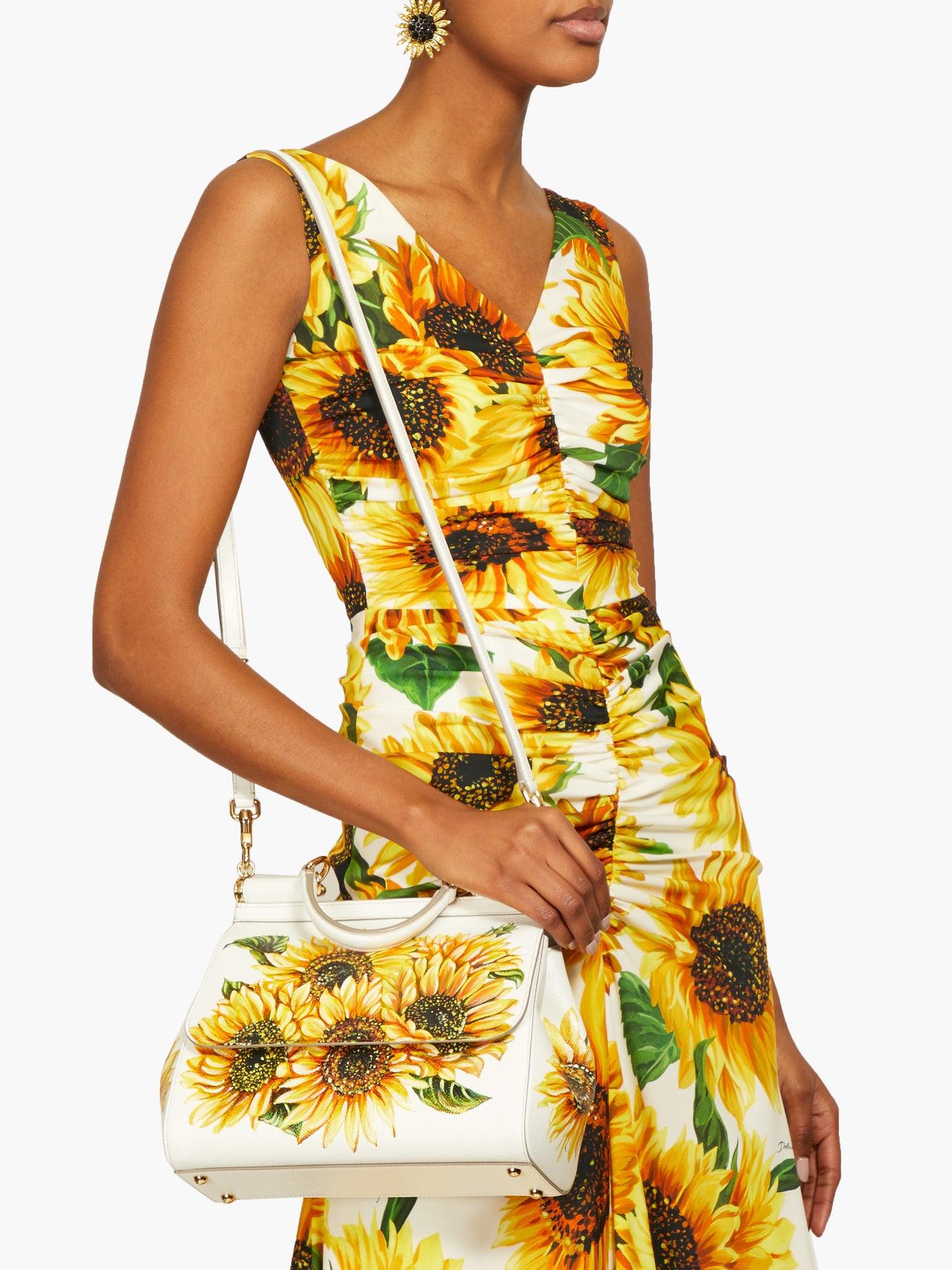 Dolce Gabbana Sunflower Print Sicily Bag In White Lyst | lupon.gov.ph