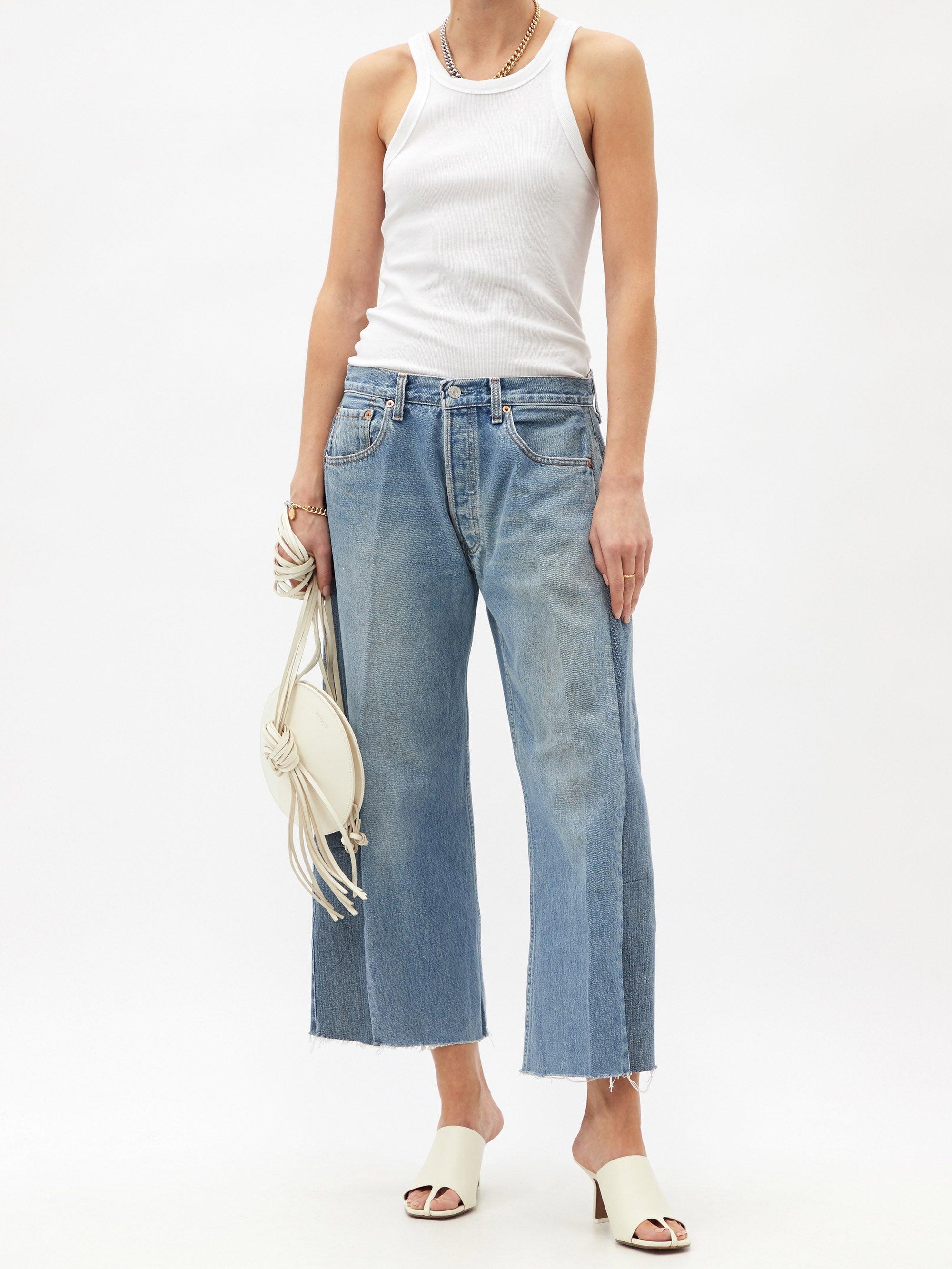 B Sides Lasso Upcycled Cropped Relaxed-leg Jeans in Blue | Lyst