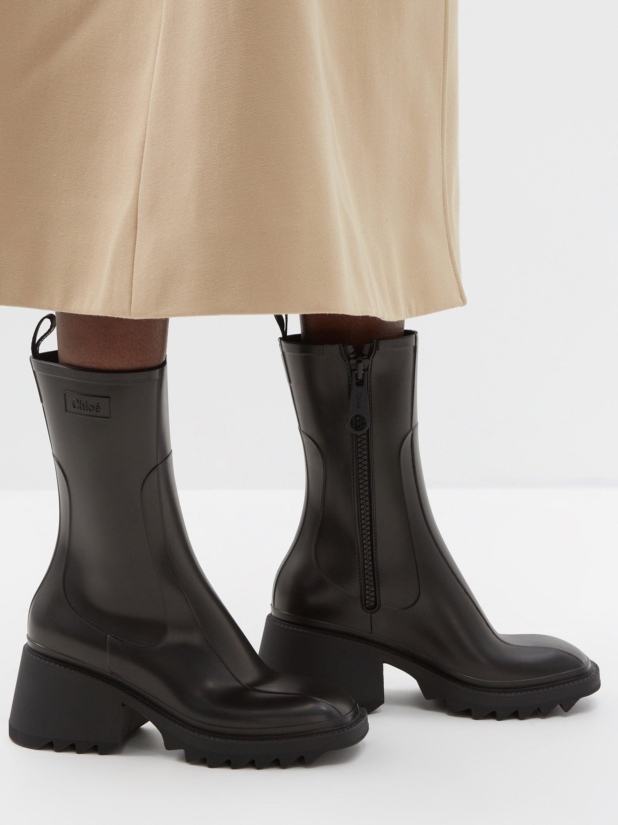 Chloé Betty Rubber Rain Boot in Black | Lyst