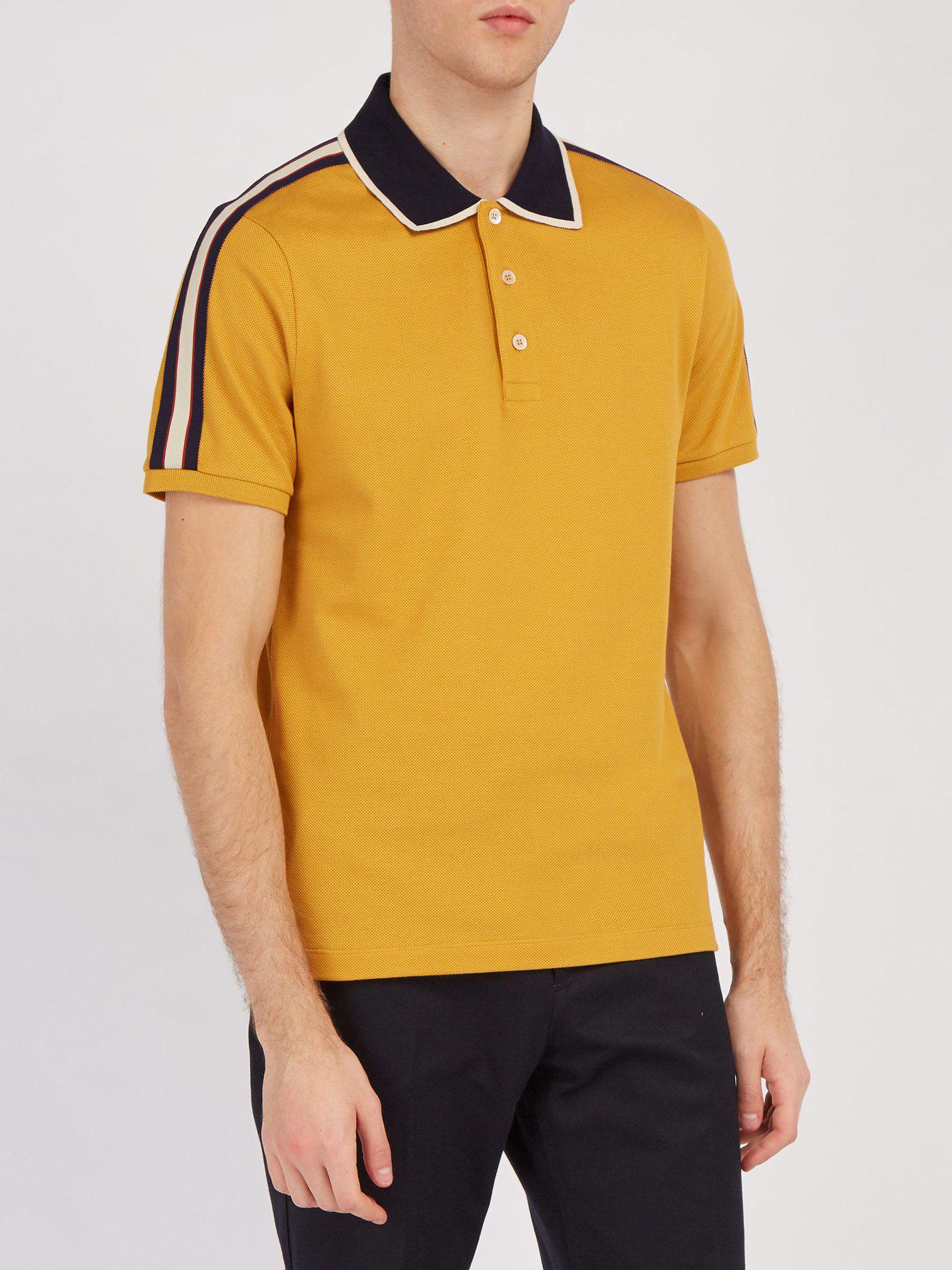 LOUIS VUITTON Logo Polo Shirts Tops #34 Stripe Cotton Yellow