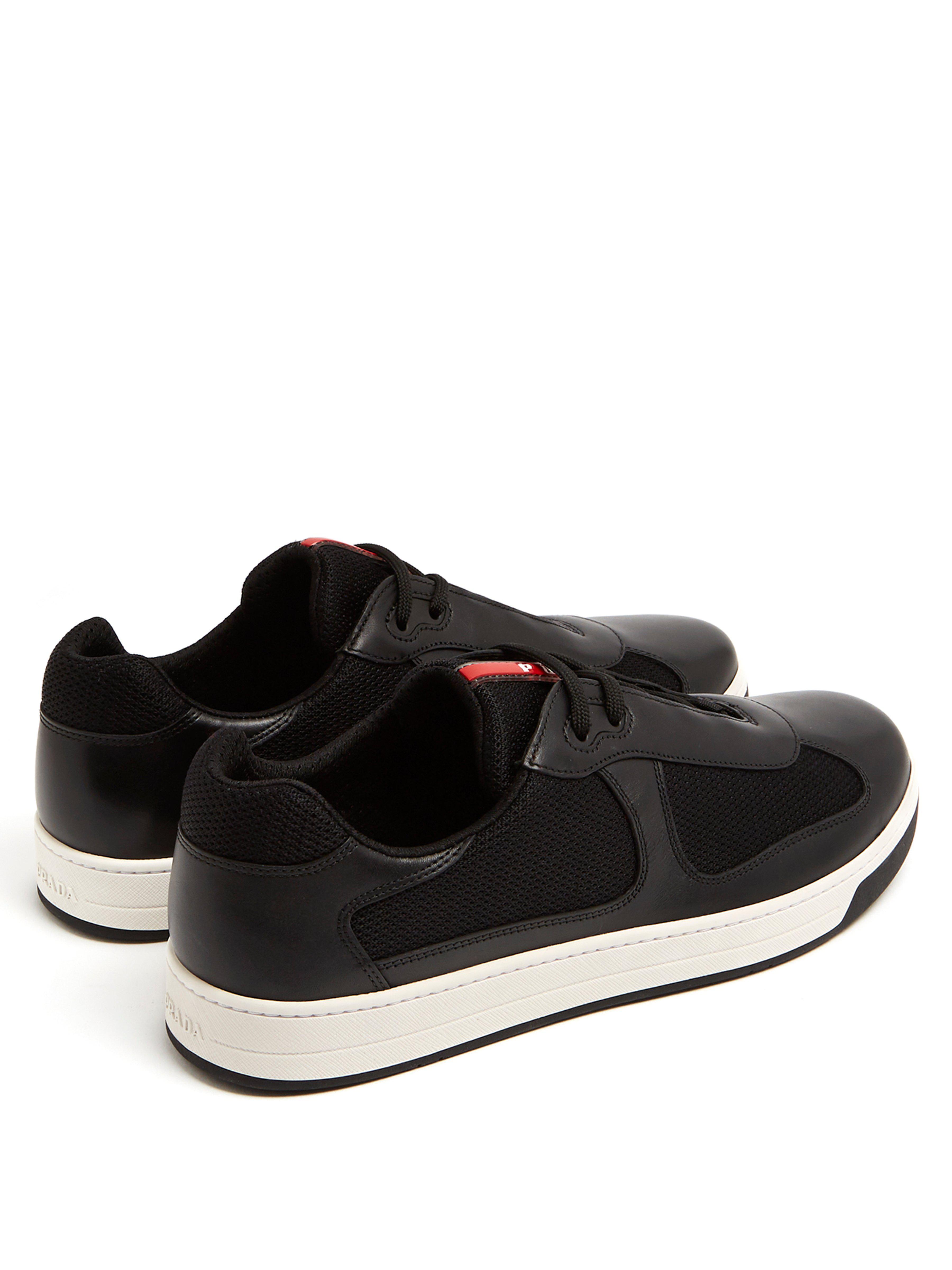 Prada Leather Nevada Bike Low Top Trainers in Black for Men - Lyst