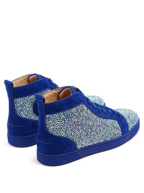 Christian Louboutin Leather Louis Strass Men's Flat in Blue for 