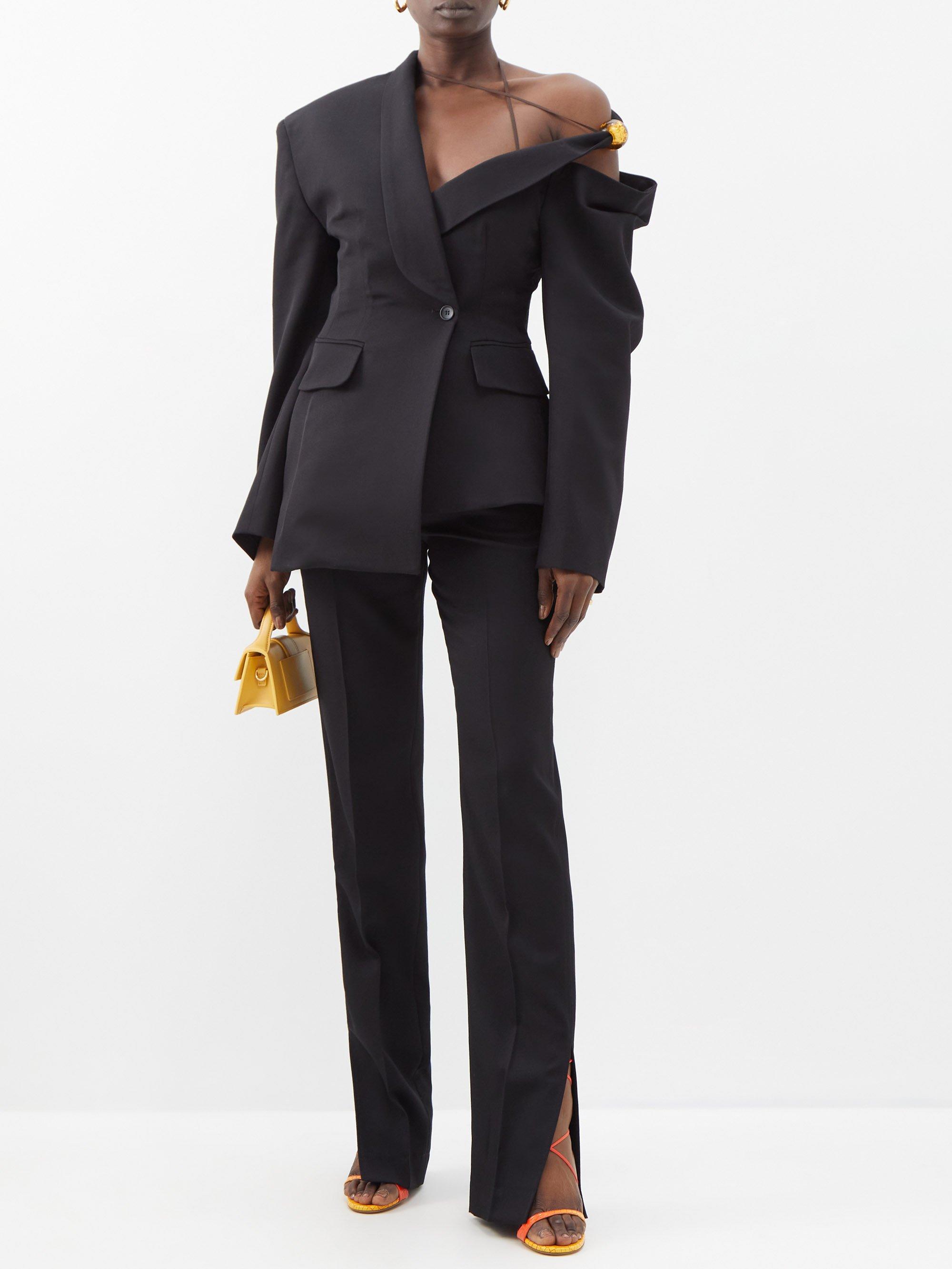 Jacquemus Baska Off-the-shoulder Wool Jacket in Black | Lyst Canada