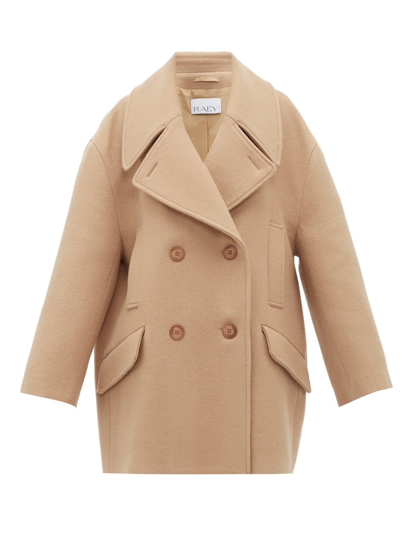 Raey Oversized Wool Pea Coat in Camel (Natural) Lyst