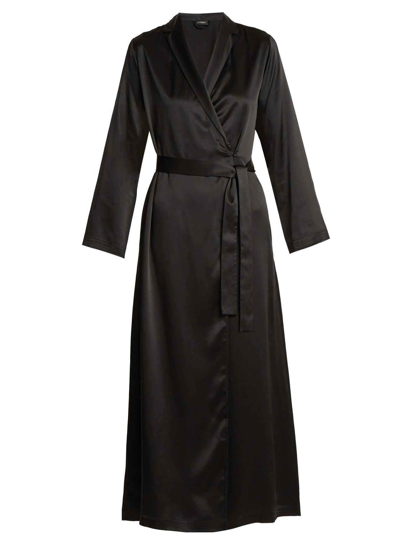 La Perla Silksatin Robe in Black Lyst