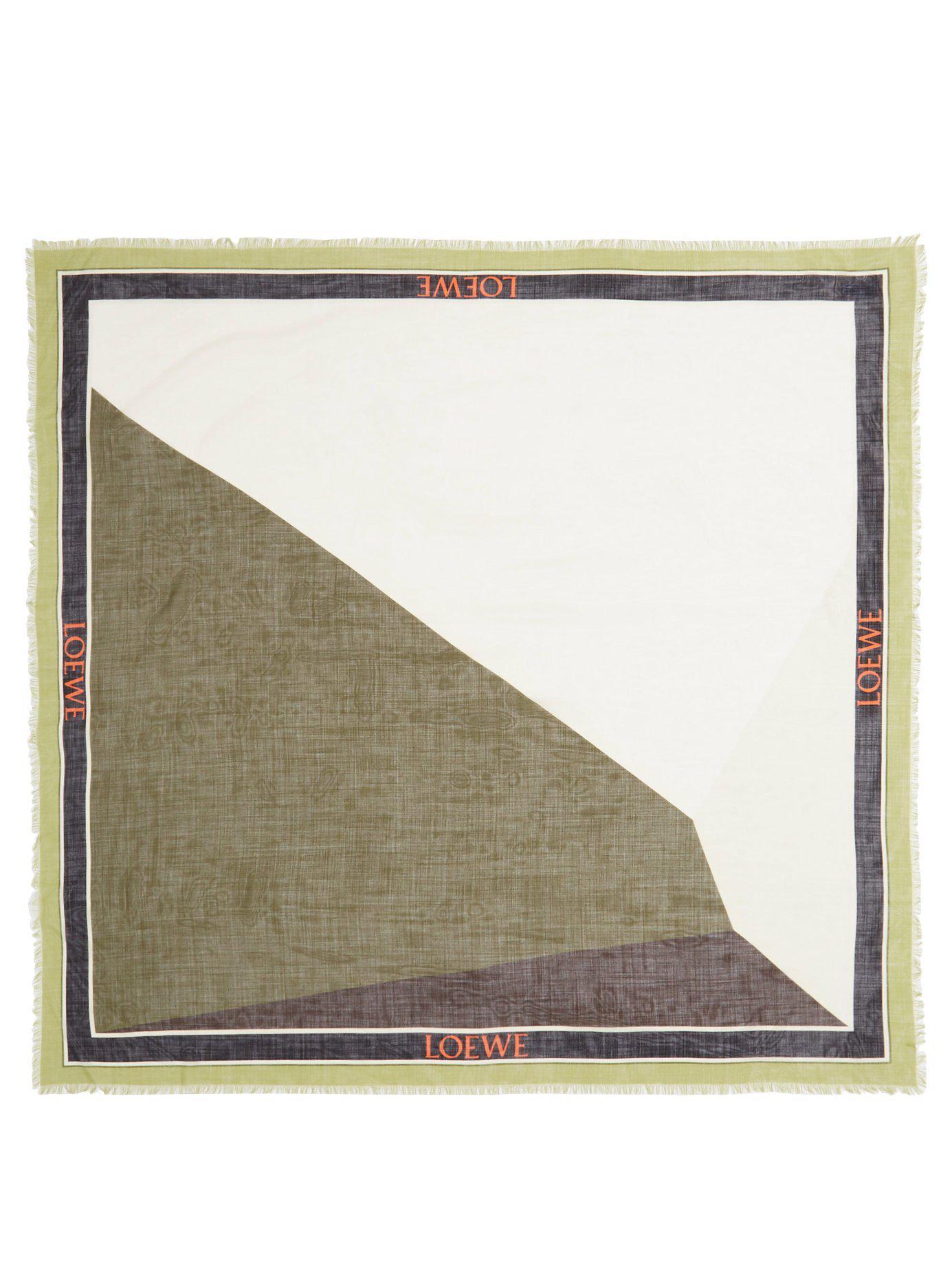 Loewe Puzzle Print Wool Scarf in Green | Lyst