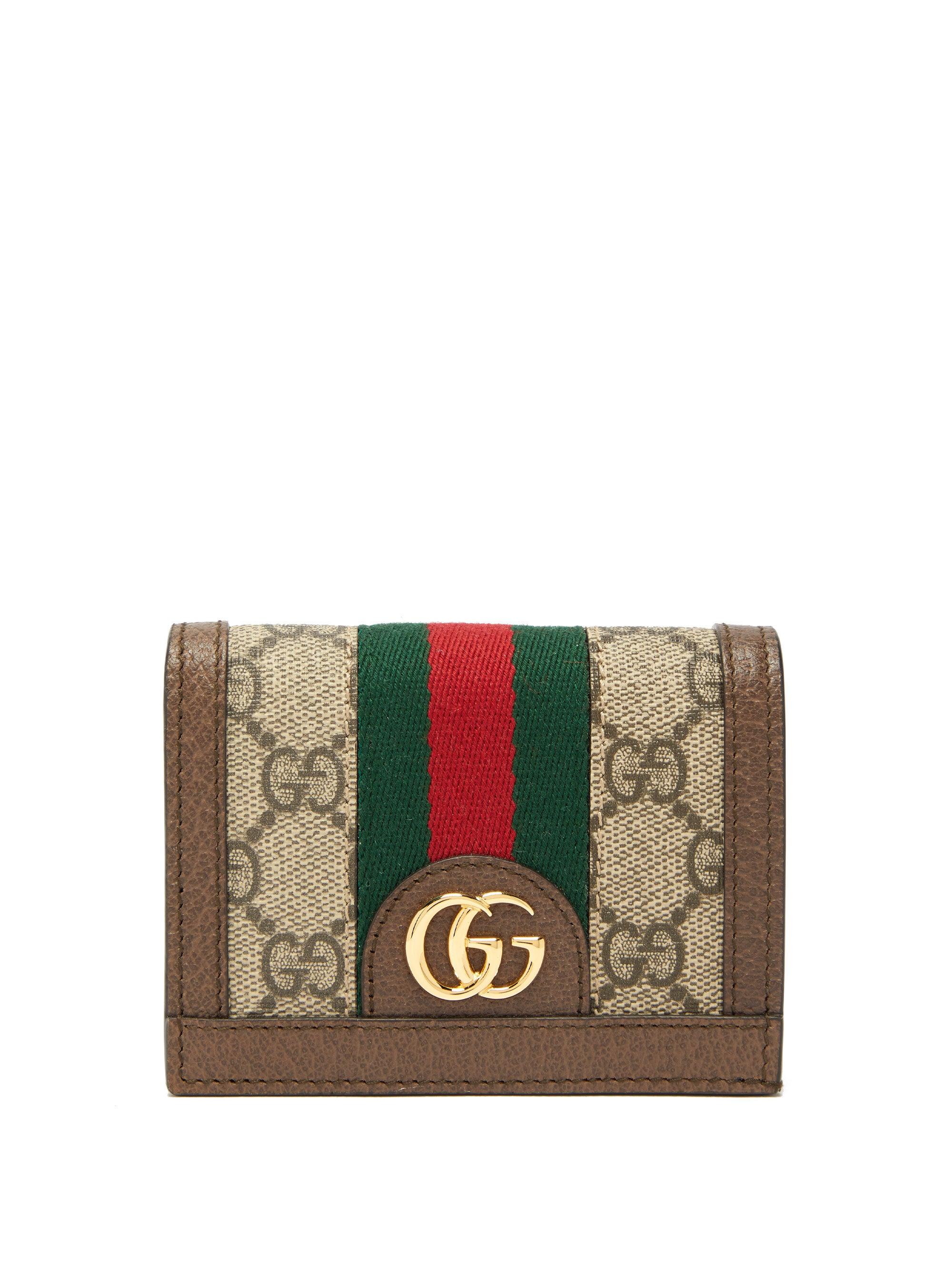 Gucci Ophidia Gg Supreme Web-stripe Canvas Wallet in Gray - Lyst