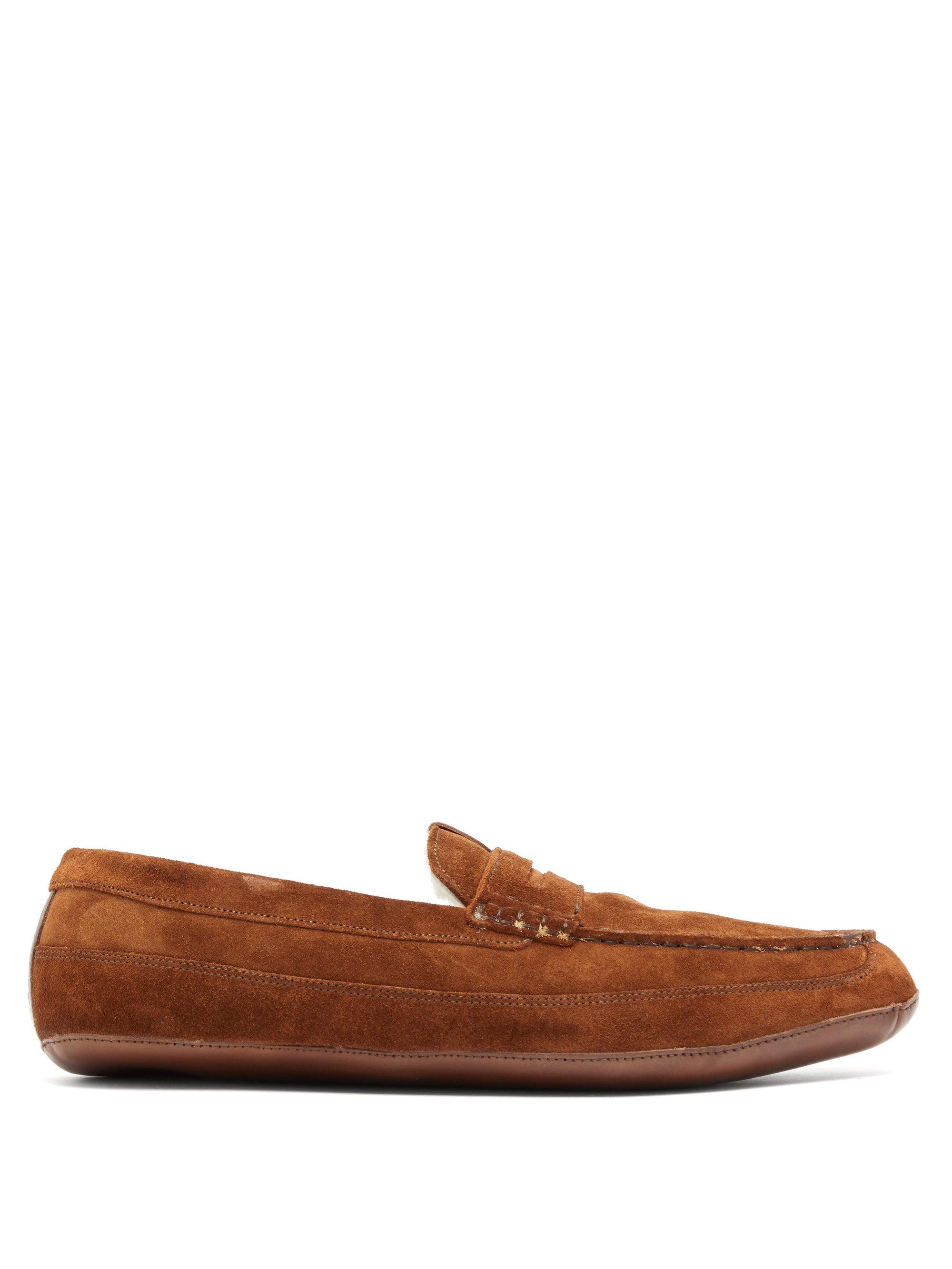 Grenson Sly Suede Penny Slippers in Brown for Men - Lyst