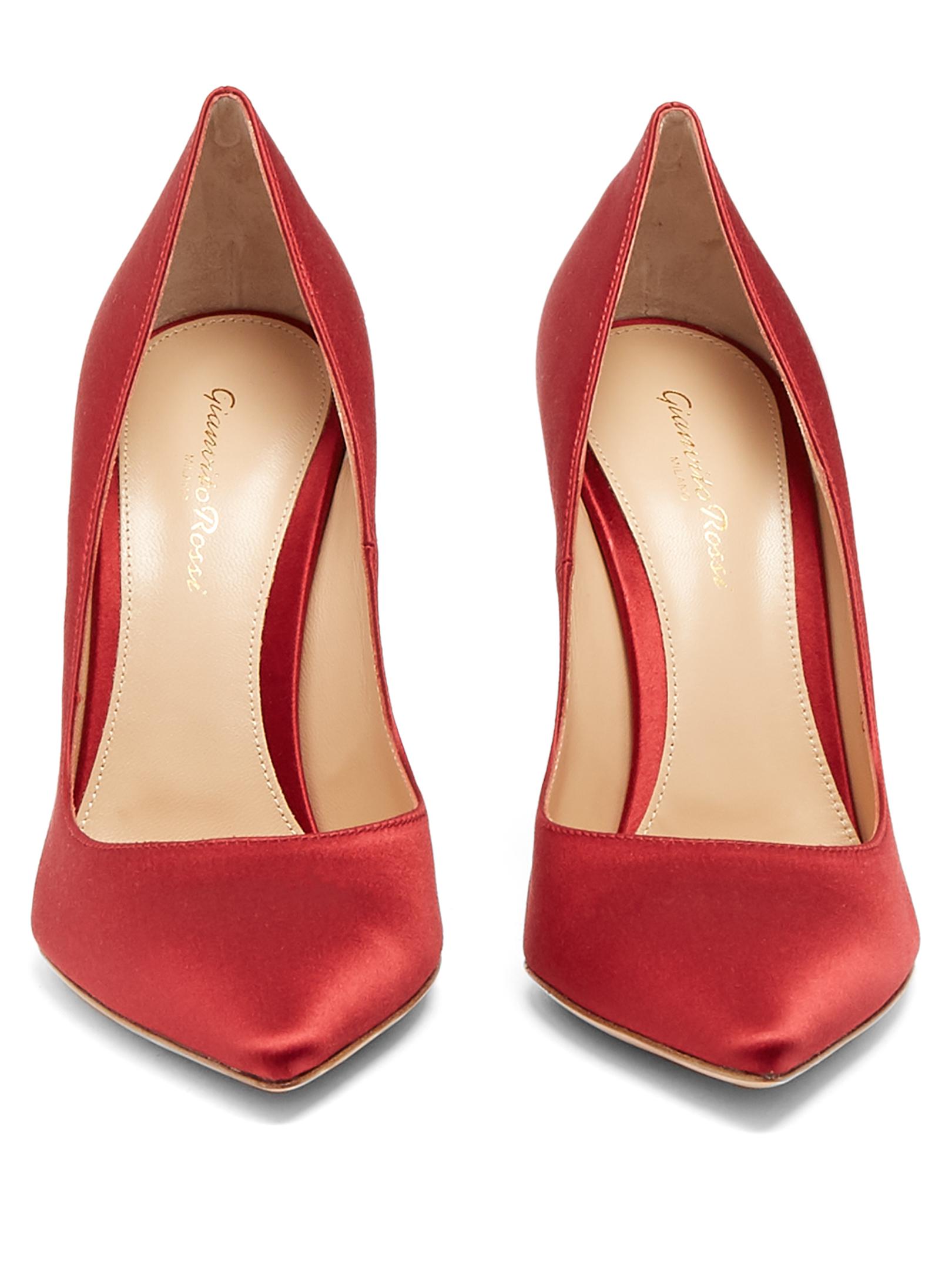 Gianvito Rossi 100mm Point-toe Satin Pumps in Dark Red (Red) - Lyst
