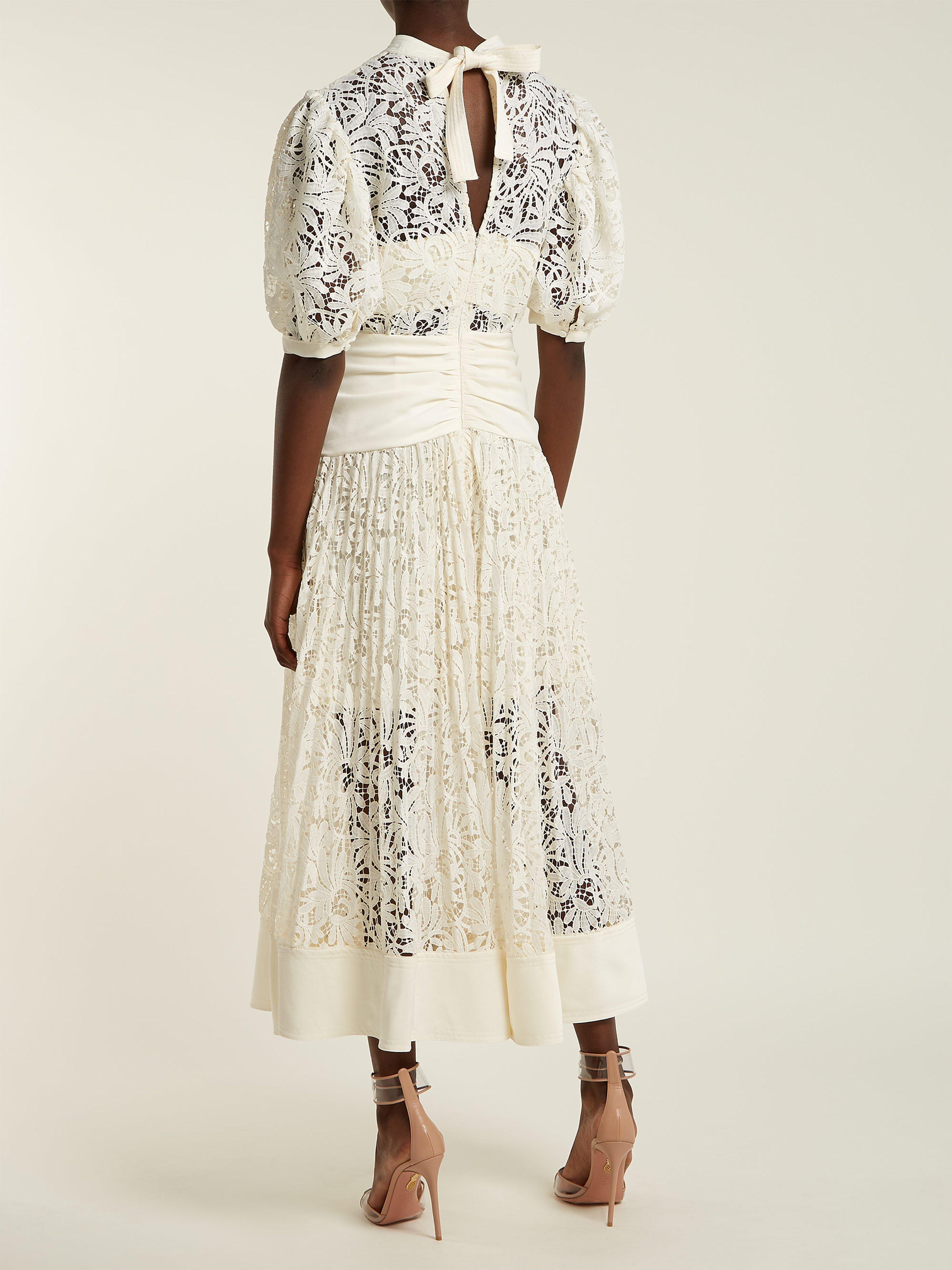 self portrait cream tiered midi dress