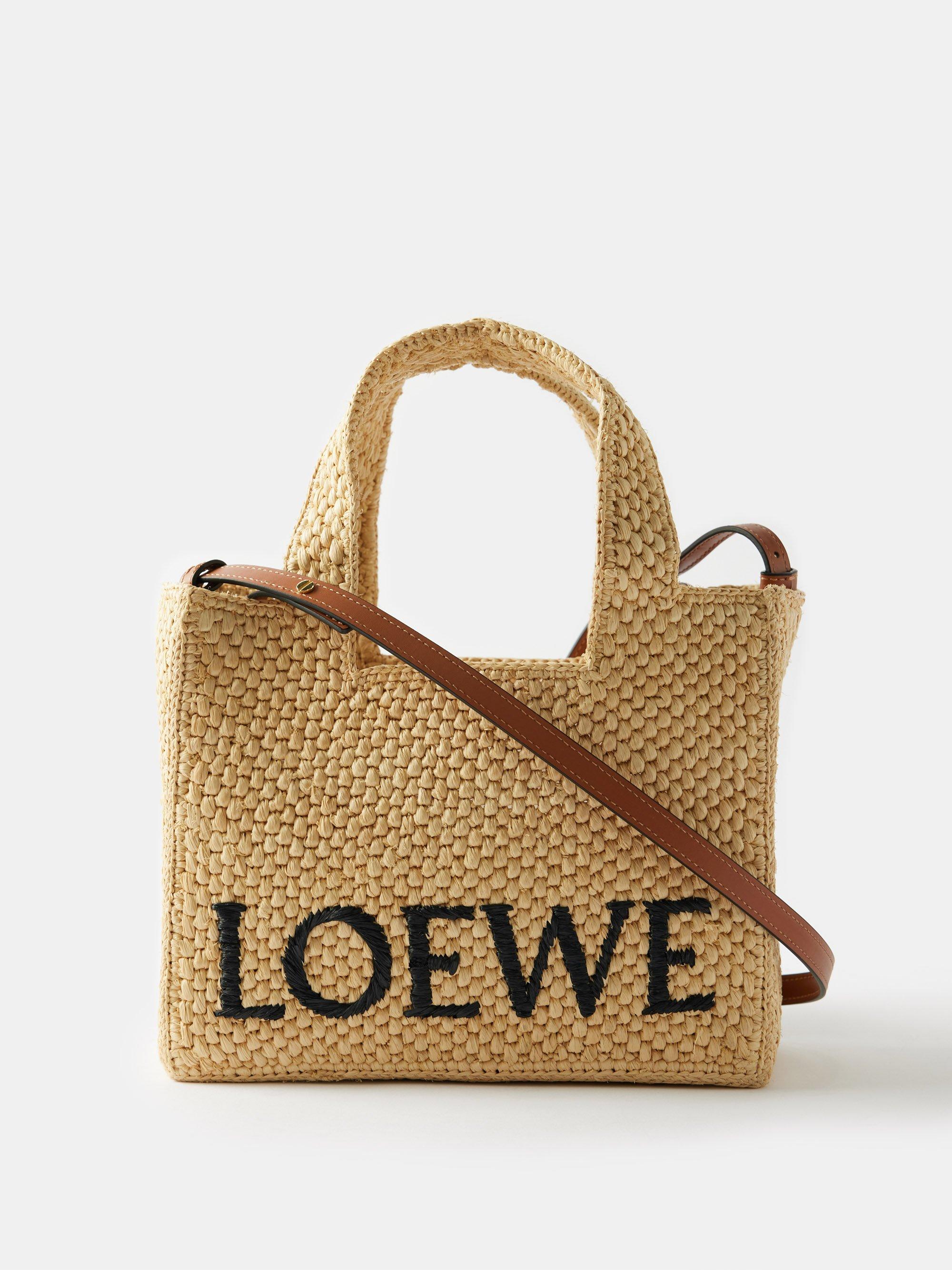 LOEWE logo-embroidered Raffia Tote Bag - Farfetch