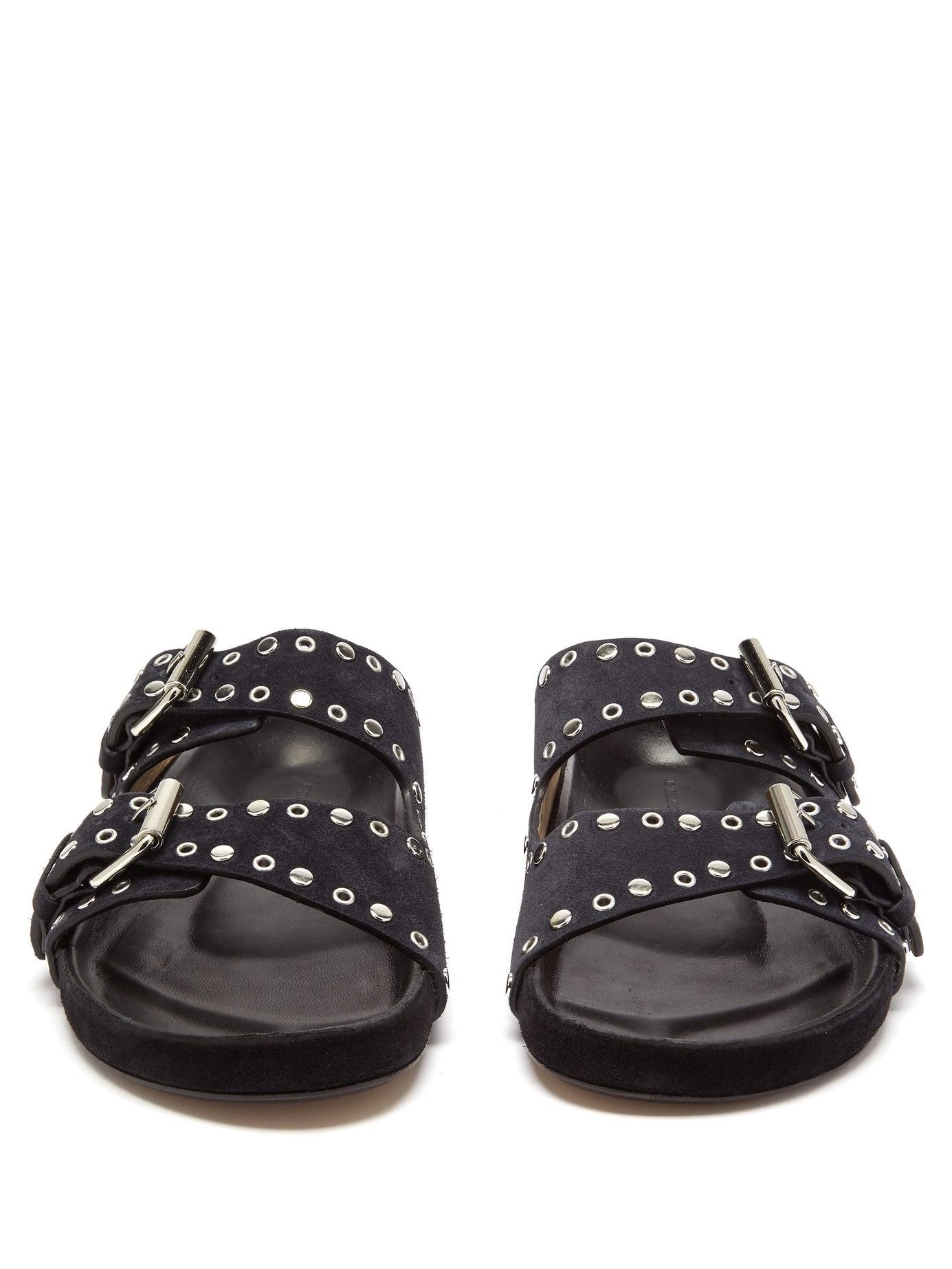 isabel marant lennyo grommet denim slides