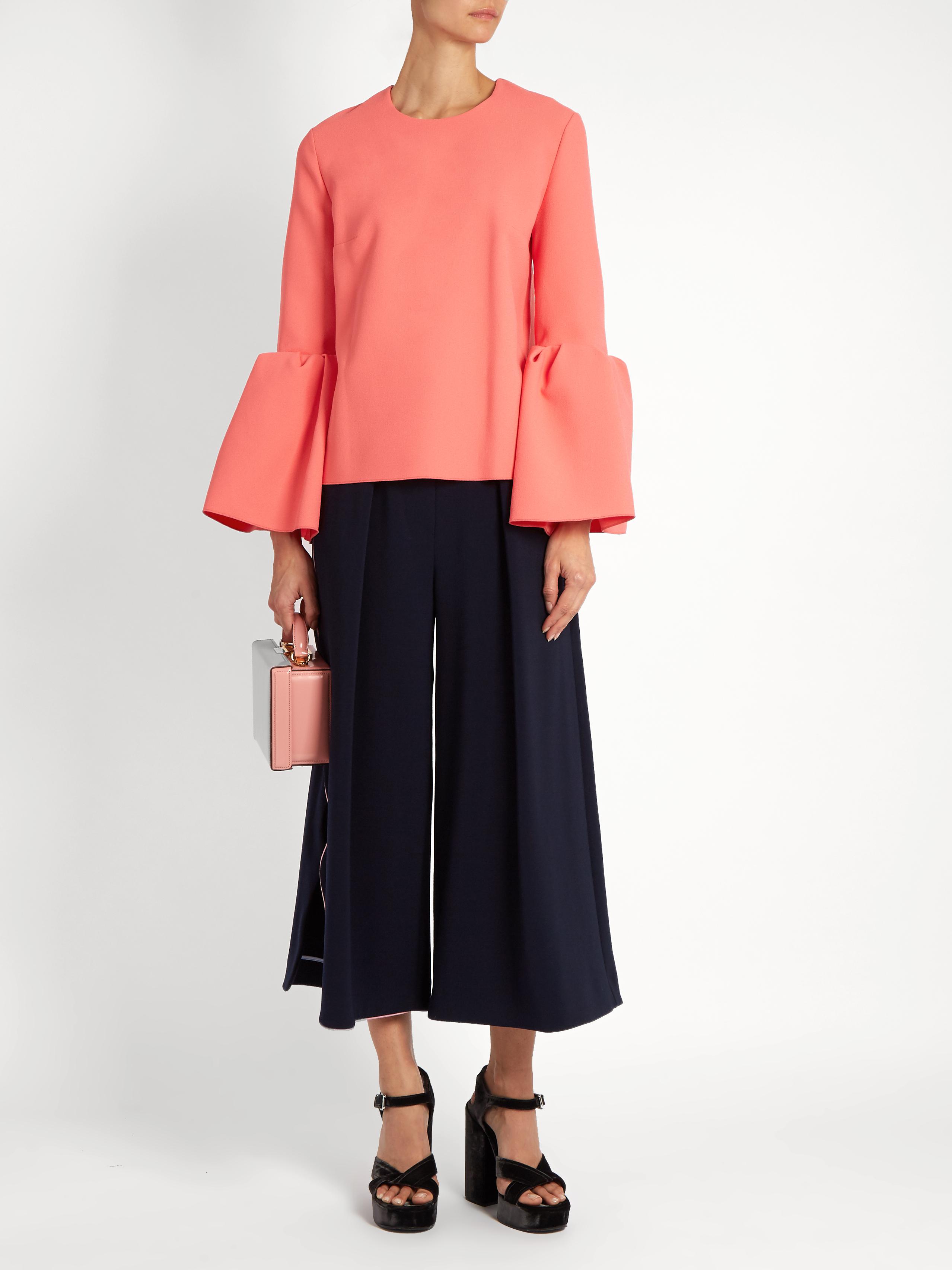 ROKSANDA Synthetic Truffaut Bell-sleeved Stretch-cady Top in Coral ...