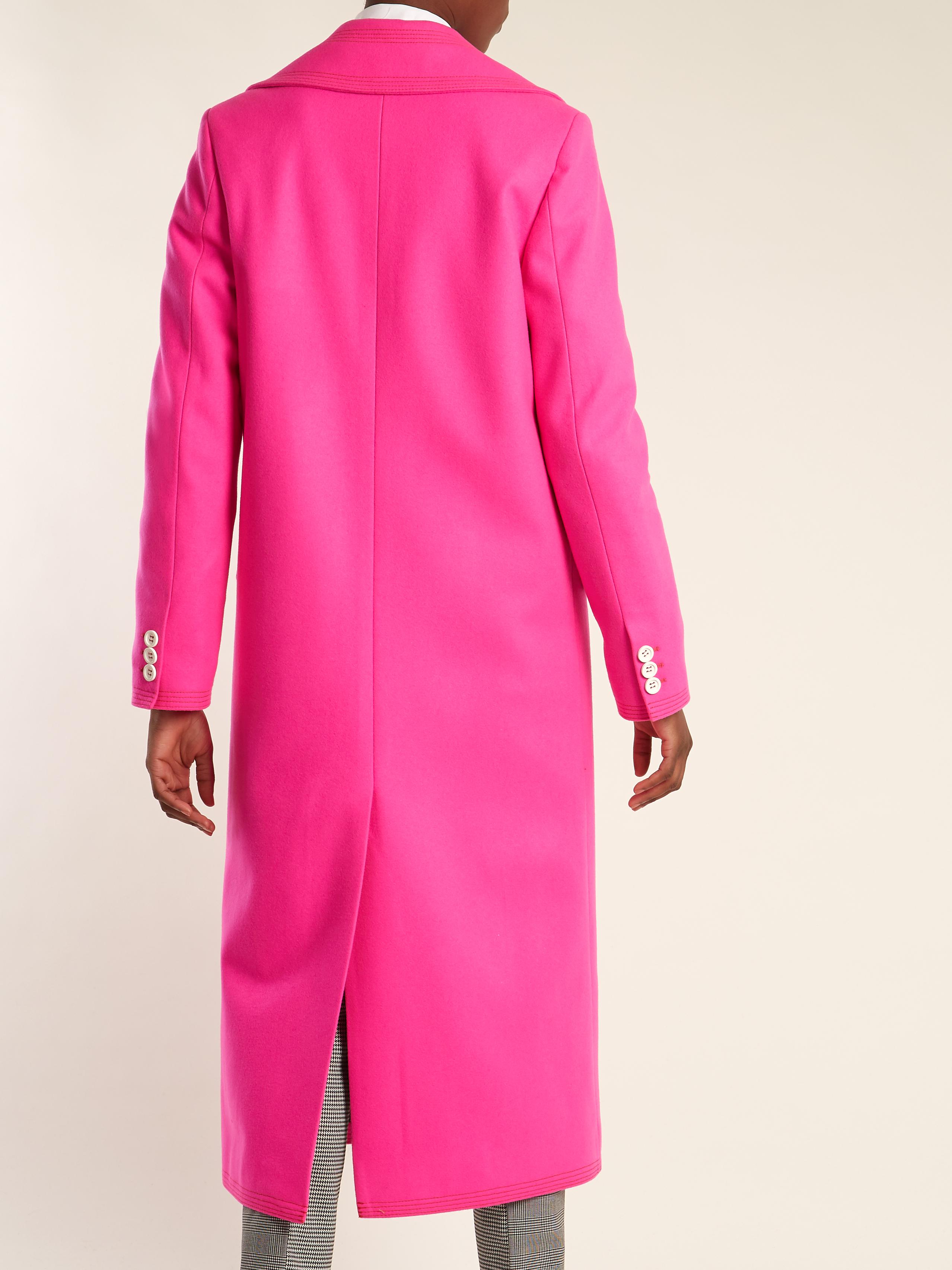 pink double breasted wool coat
