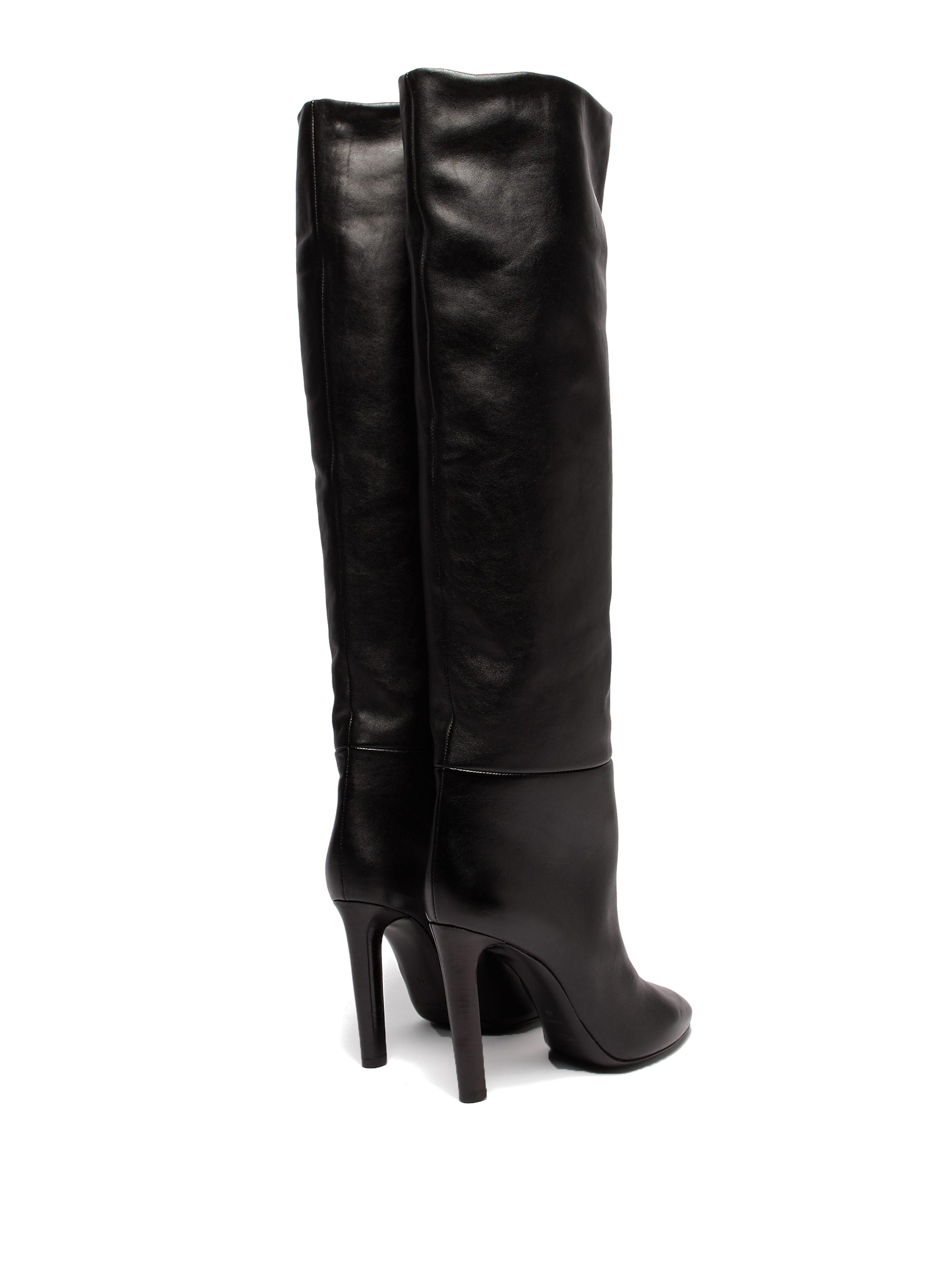 Saint Laurent Kate Knee High Leather Boots in Black - Lyst