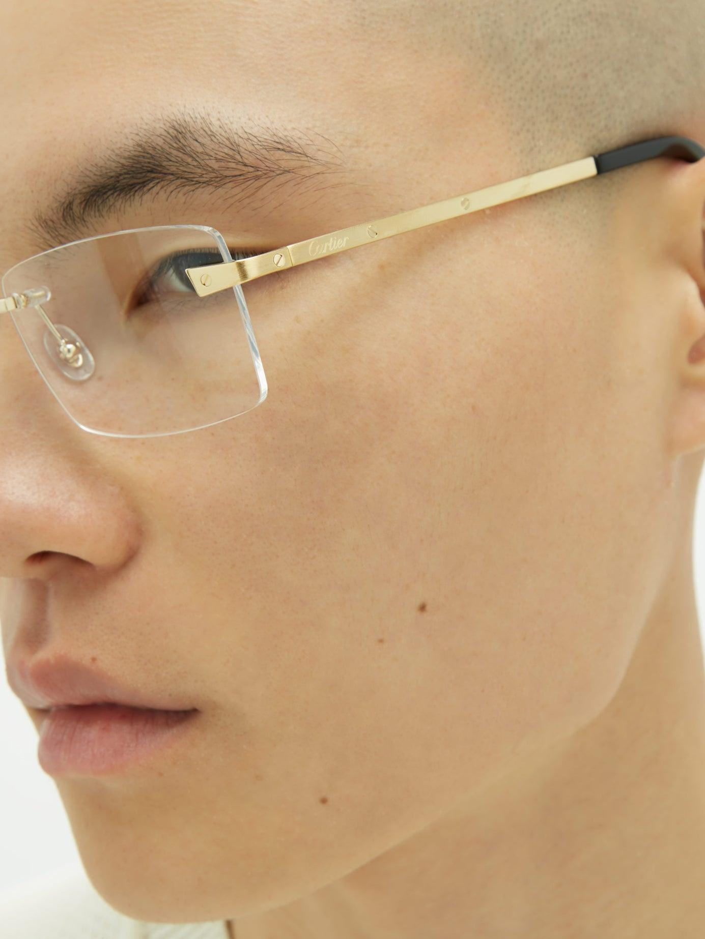 Cartier Rimless Matte Metal Glasses in Gold (Metallic) for Men - Lyst