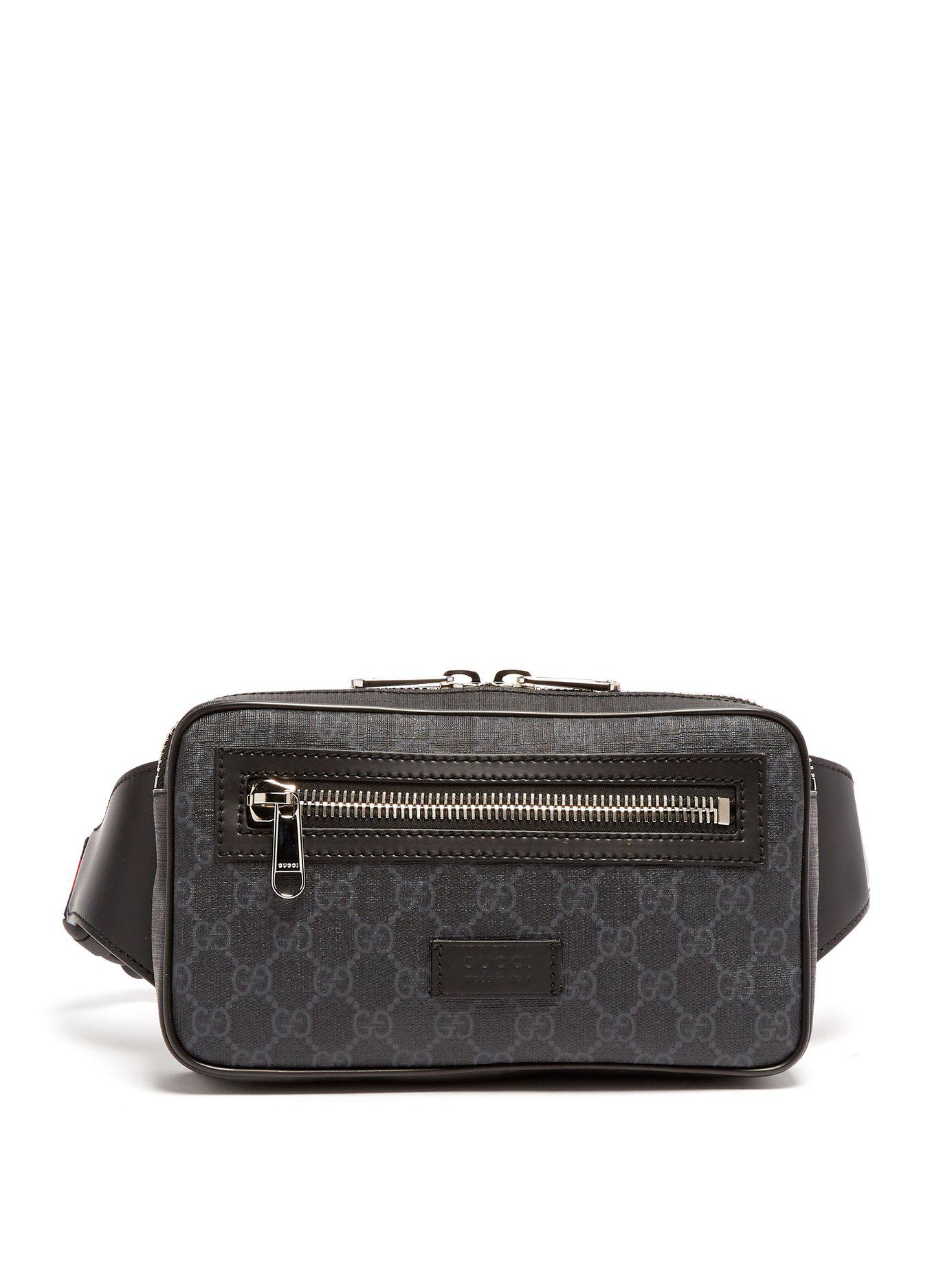 Gucci Gg Supreme Leather Belt Bag in Black for Men - Lyst