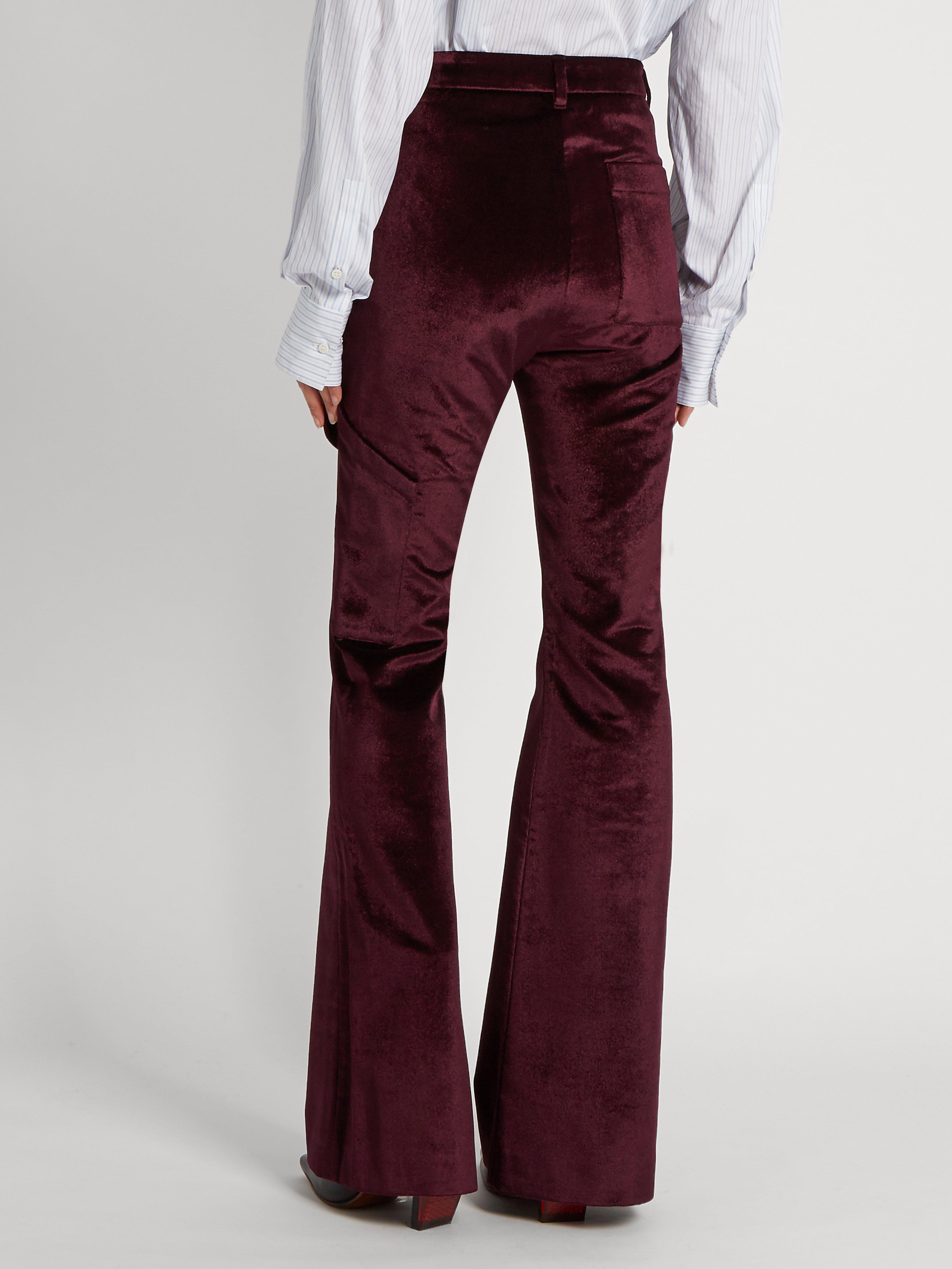 Vetements Flared Velvet Trousers in Burgundy (Black) - Lyst