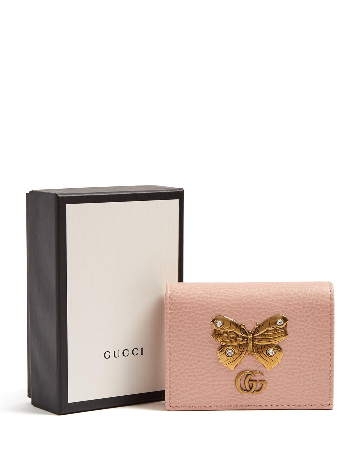 Gucci Butterfly-embellished Leather Wallet in Light Pink (Pink) - Lyst