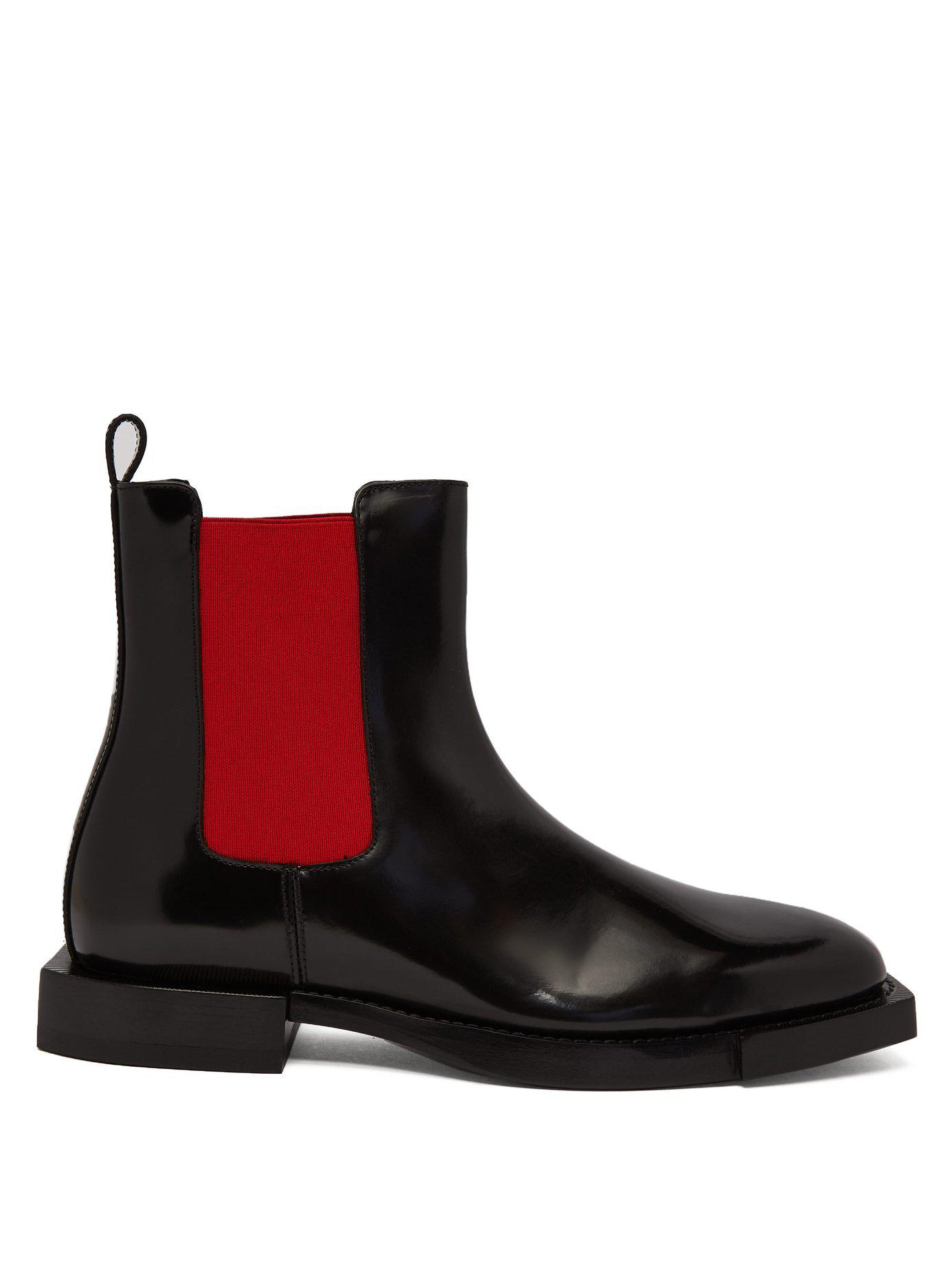 Alexander McQueen Hybrid Patent-leather Chelsea Boots in Black/Red 