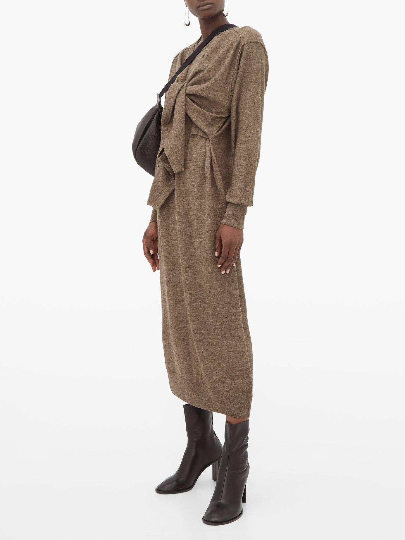 Lemaire Brown Layered Cardigan Dress