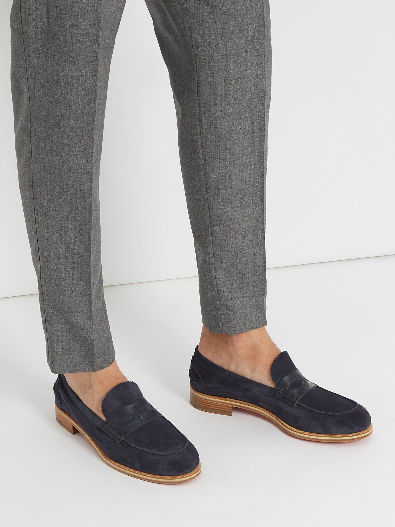 louboutin mens blue suede