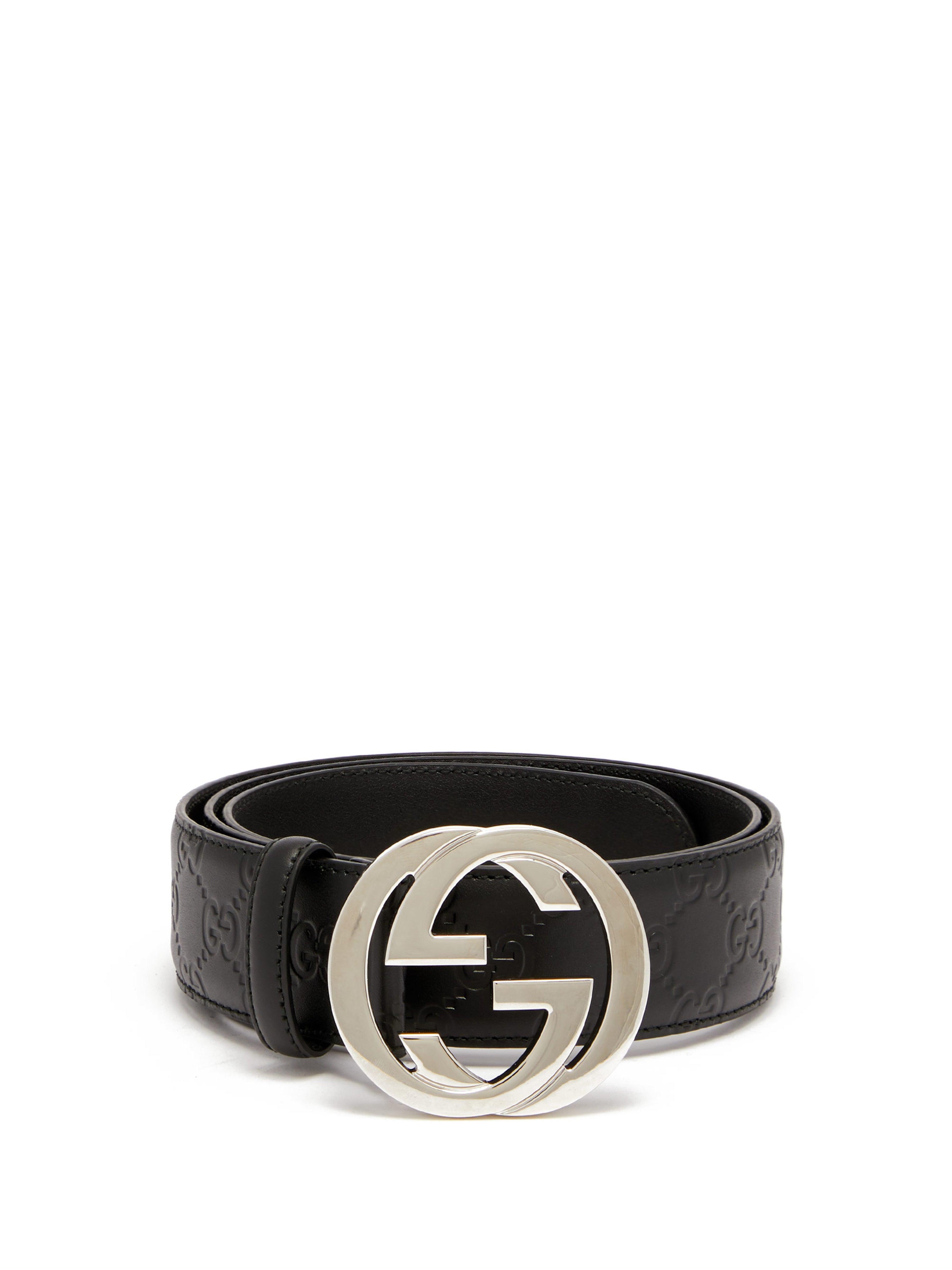 Gucci Signature Gg Logo Leather Belt in Black for Men - Lyst