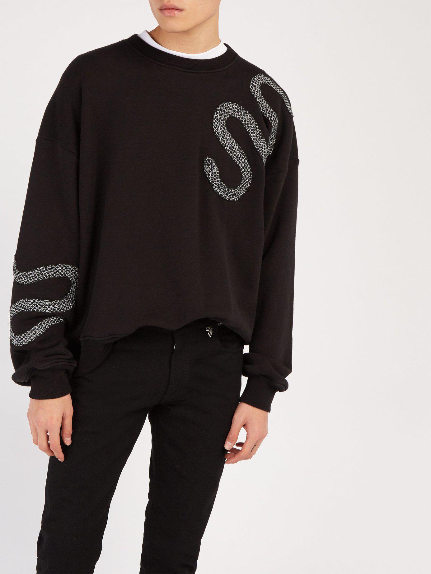 Amiri Glitter Embroidered Snake Sweatshirt in Black for Men Lyst