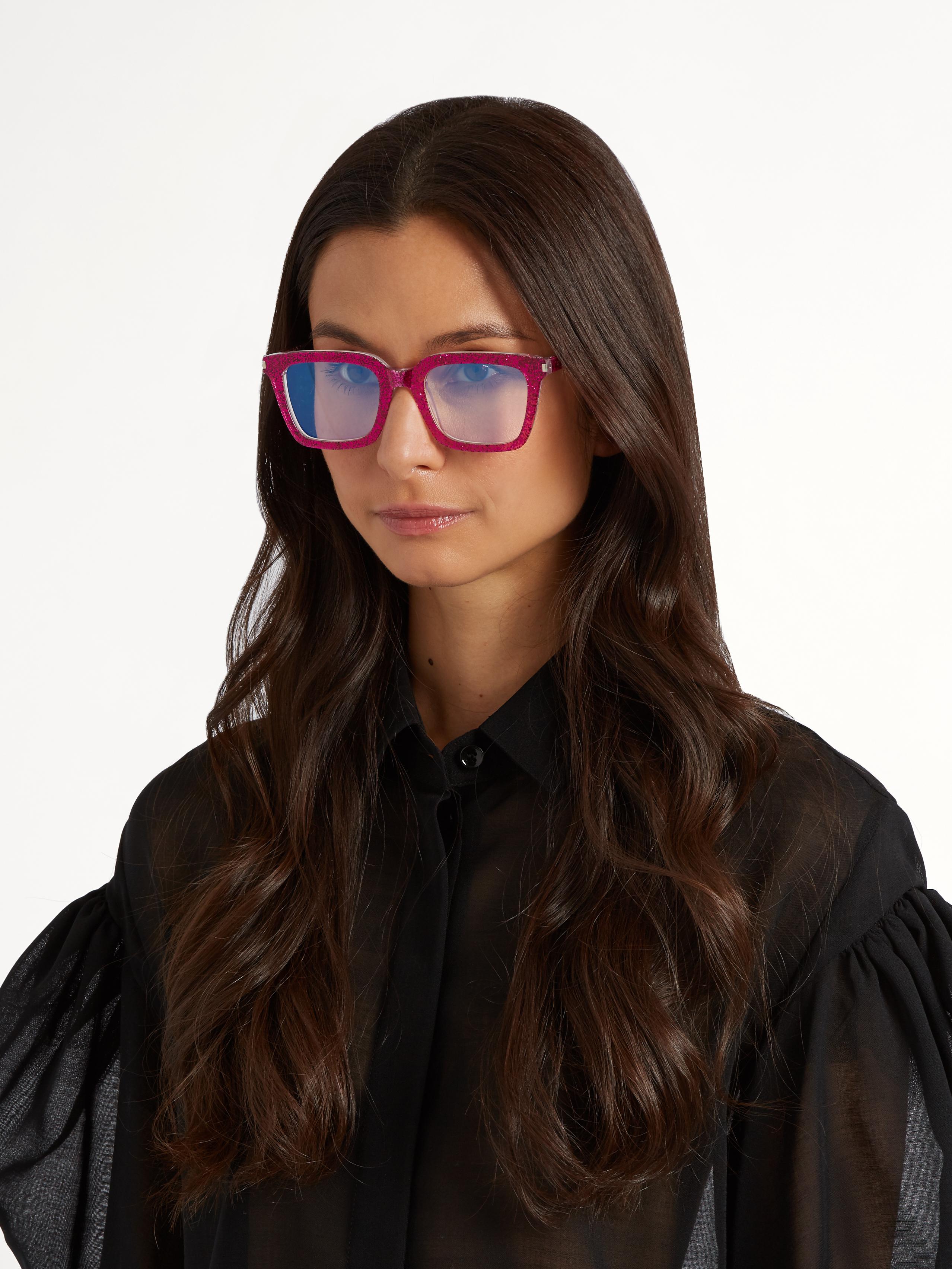 Saint Laurent Rectangle-frame Glitter Sunglasses in Pink - Lyst