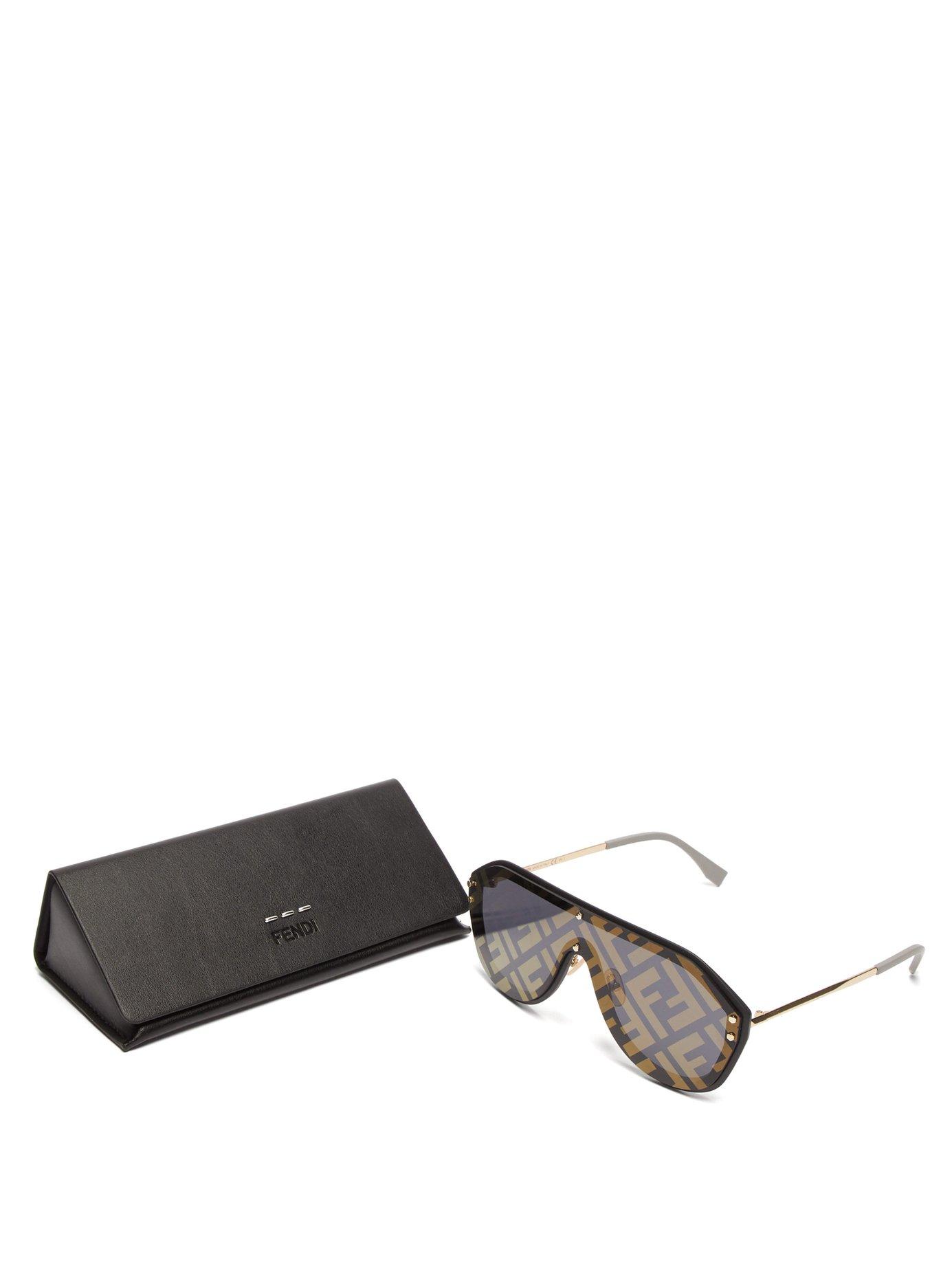 FENDI Aviator-Style Logo-Print Gold-Tone and Acetate Sunglasses for Men