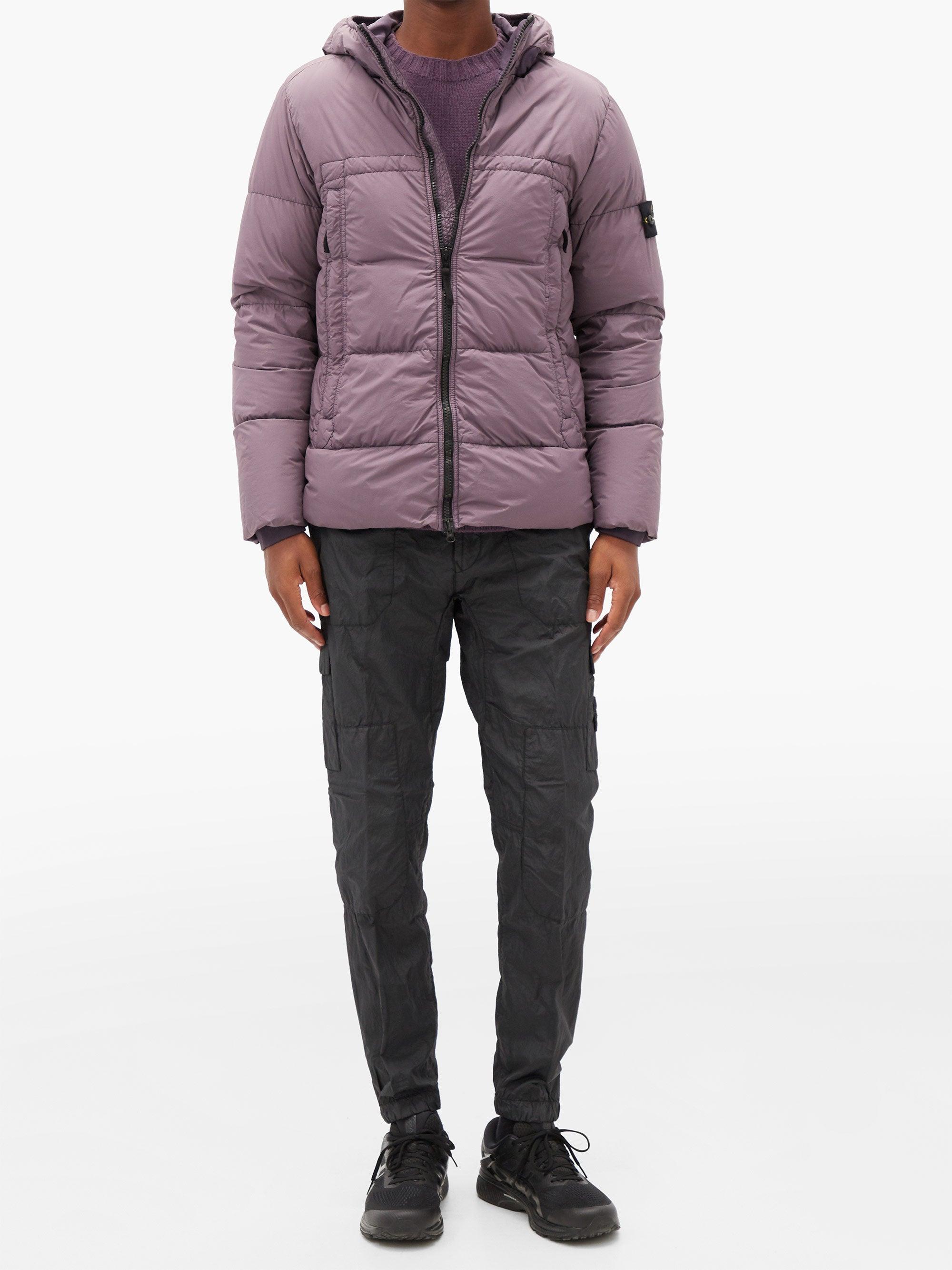 Stone Island Crinkle Rep Puffer Jacket In Purple For Men Lyst