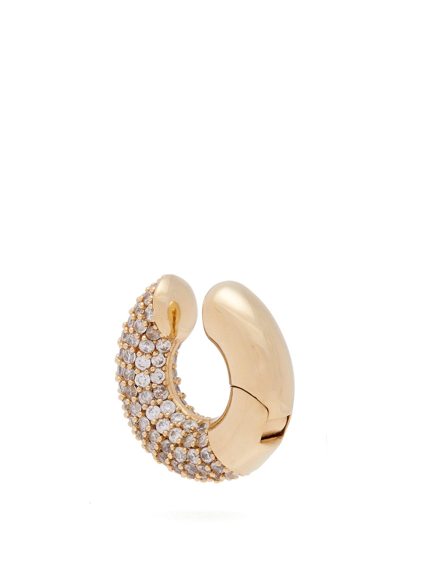 Fendi Crystal Embellished Ear Cuff in Metallic Lyst