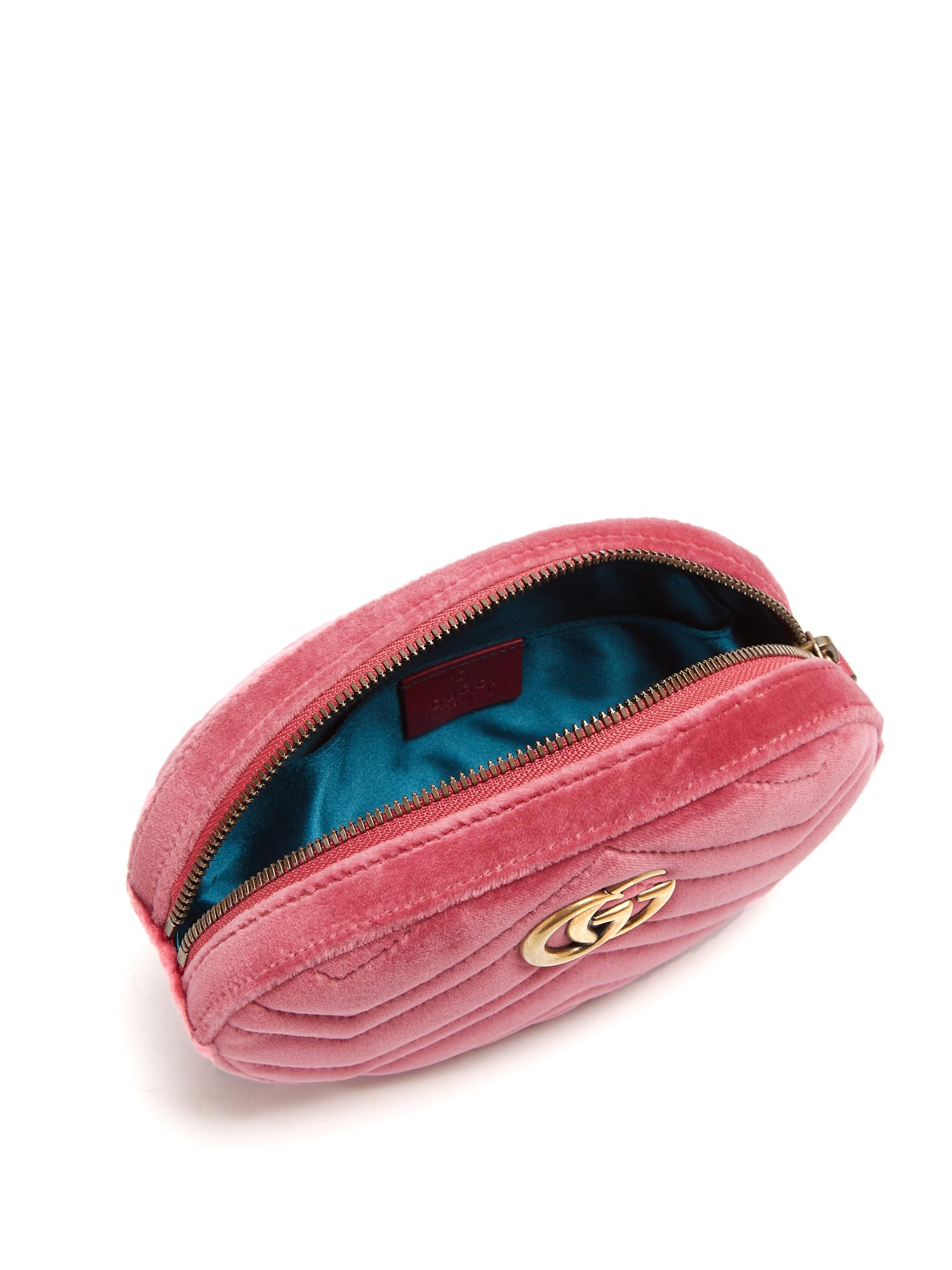 Gucci Gg Marmont Quilted-velvet Belt Bag in Light Pink (Pink) - Lyst