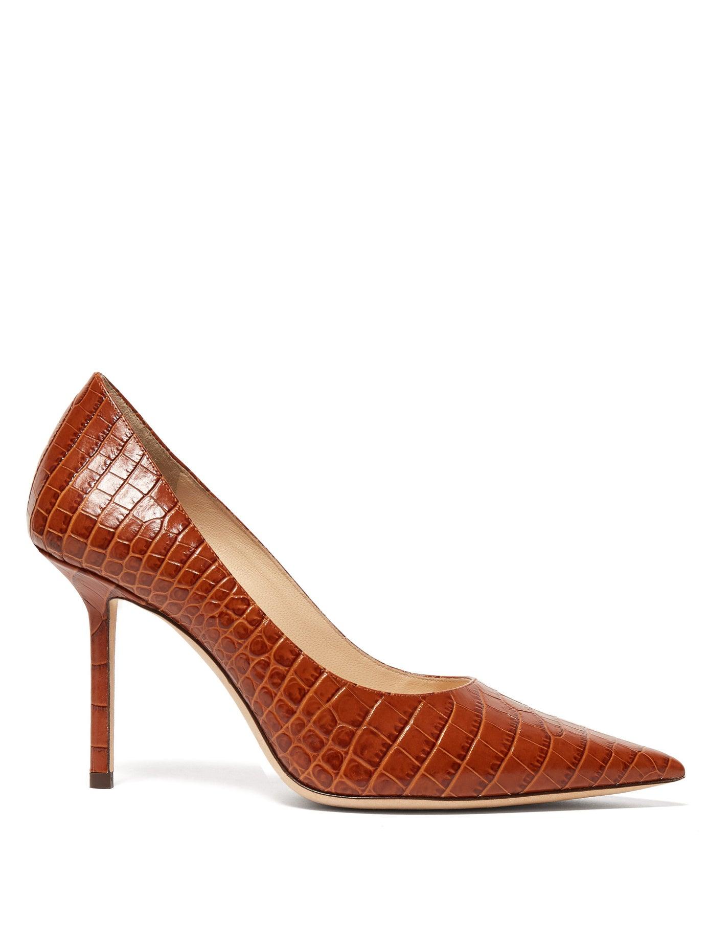 Brown crocodile clearance heels