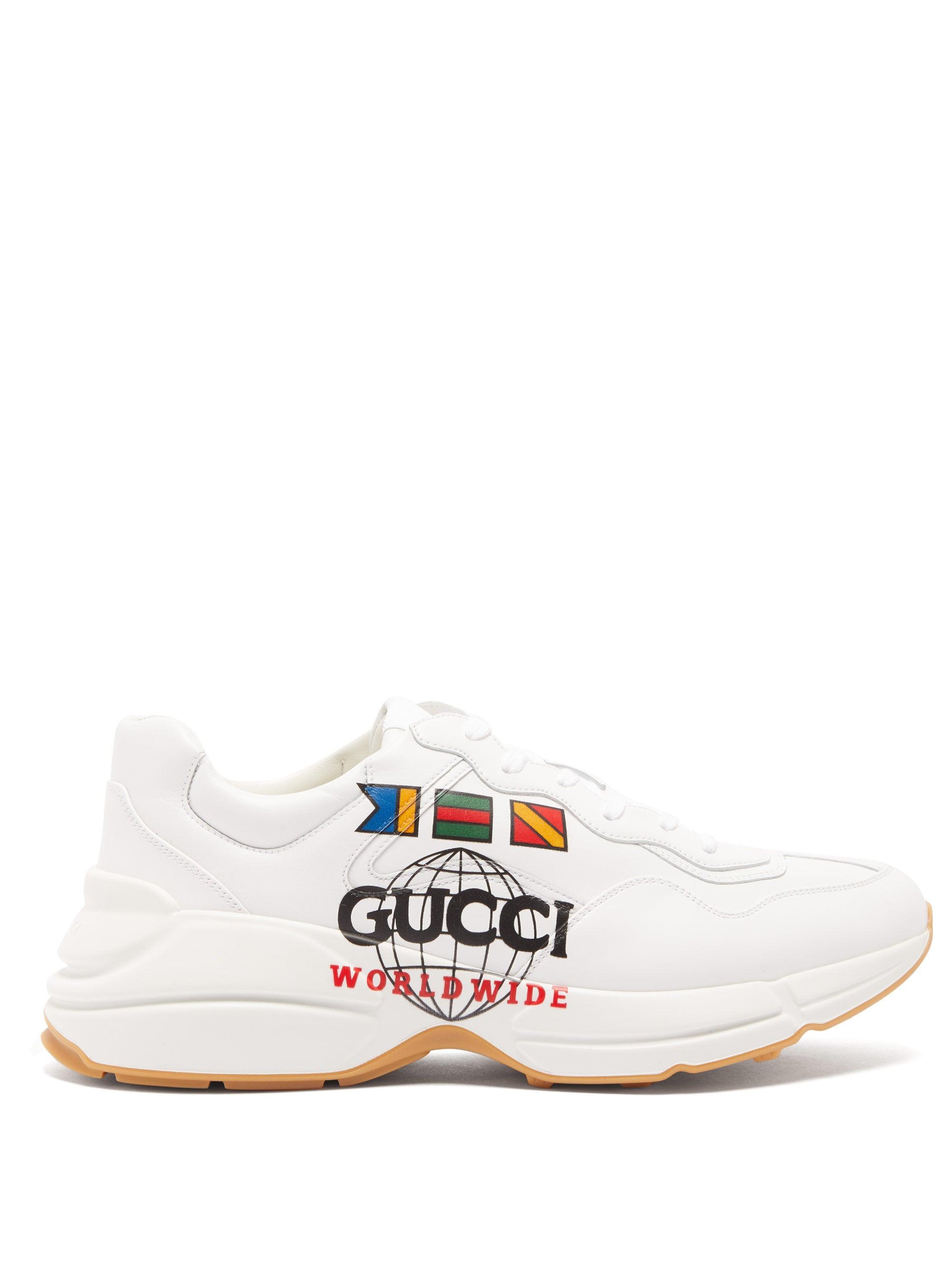 Gucci Rhyton Yankees White Leather Sneakers, Size 14 – Cashinmybag
