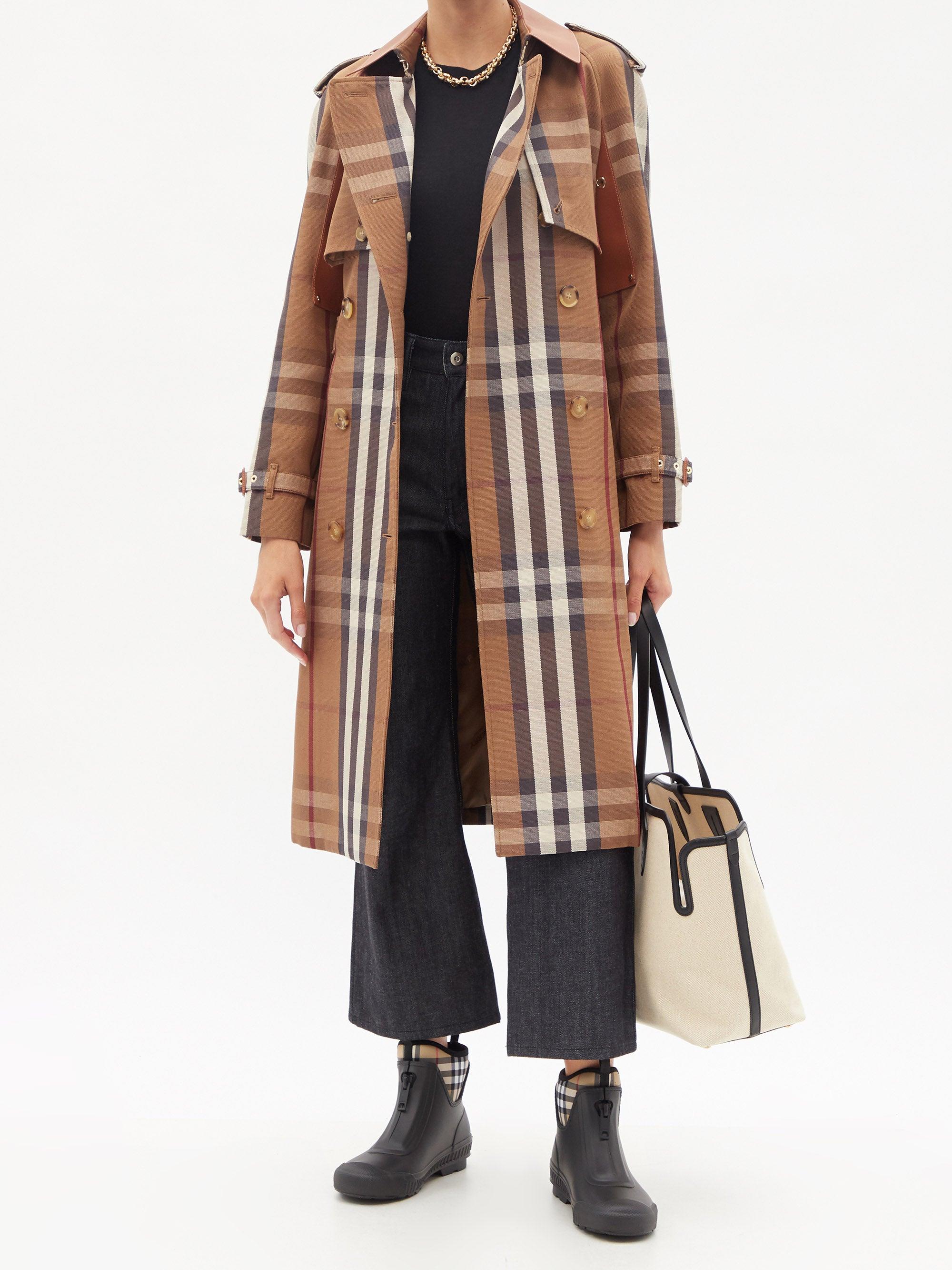vintage check neoprene and rubber rain boots