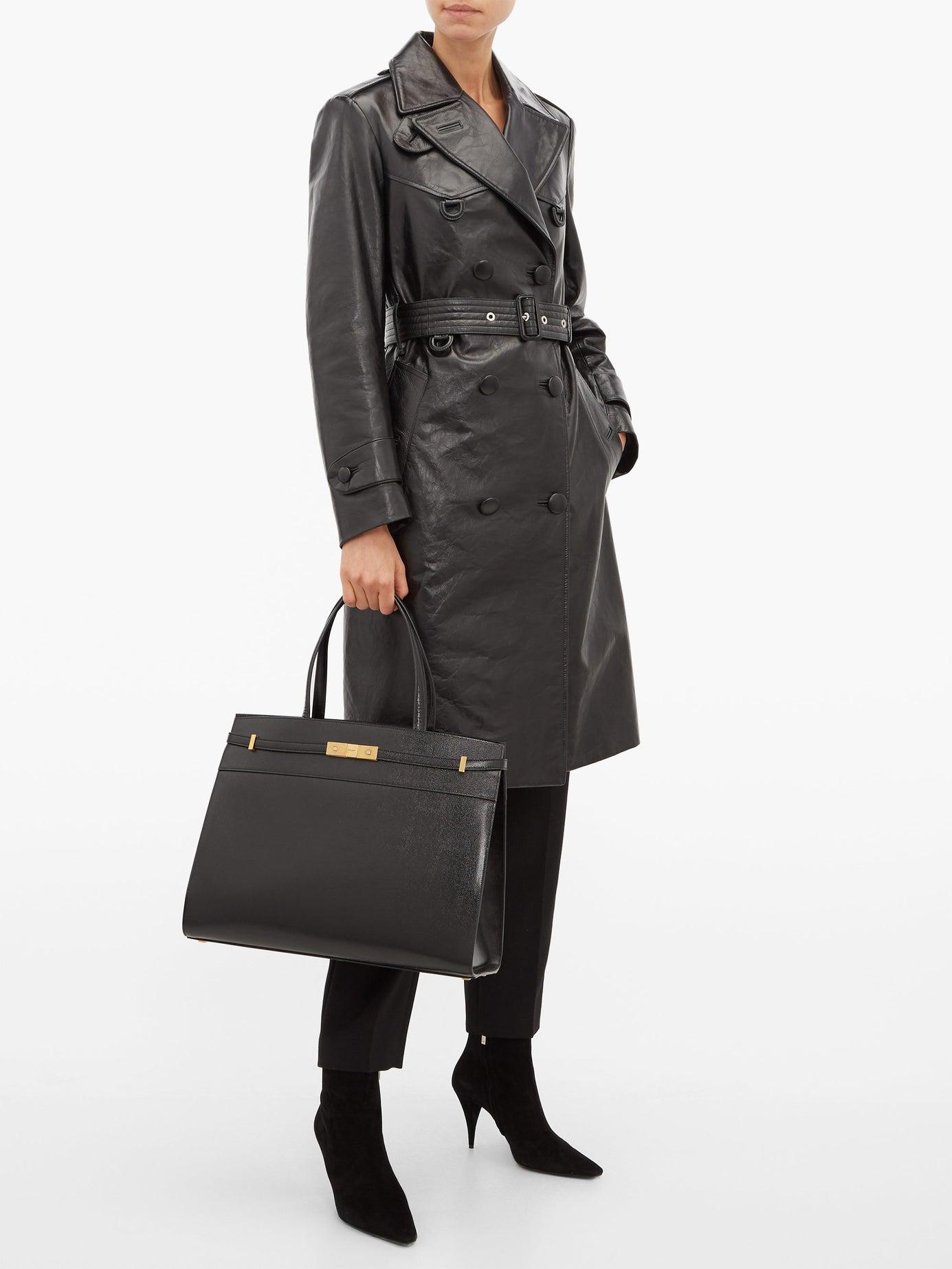 Saint Laurent Manhattan Medium Leather Tote Bag in Black
