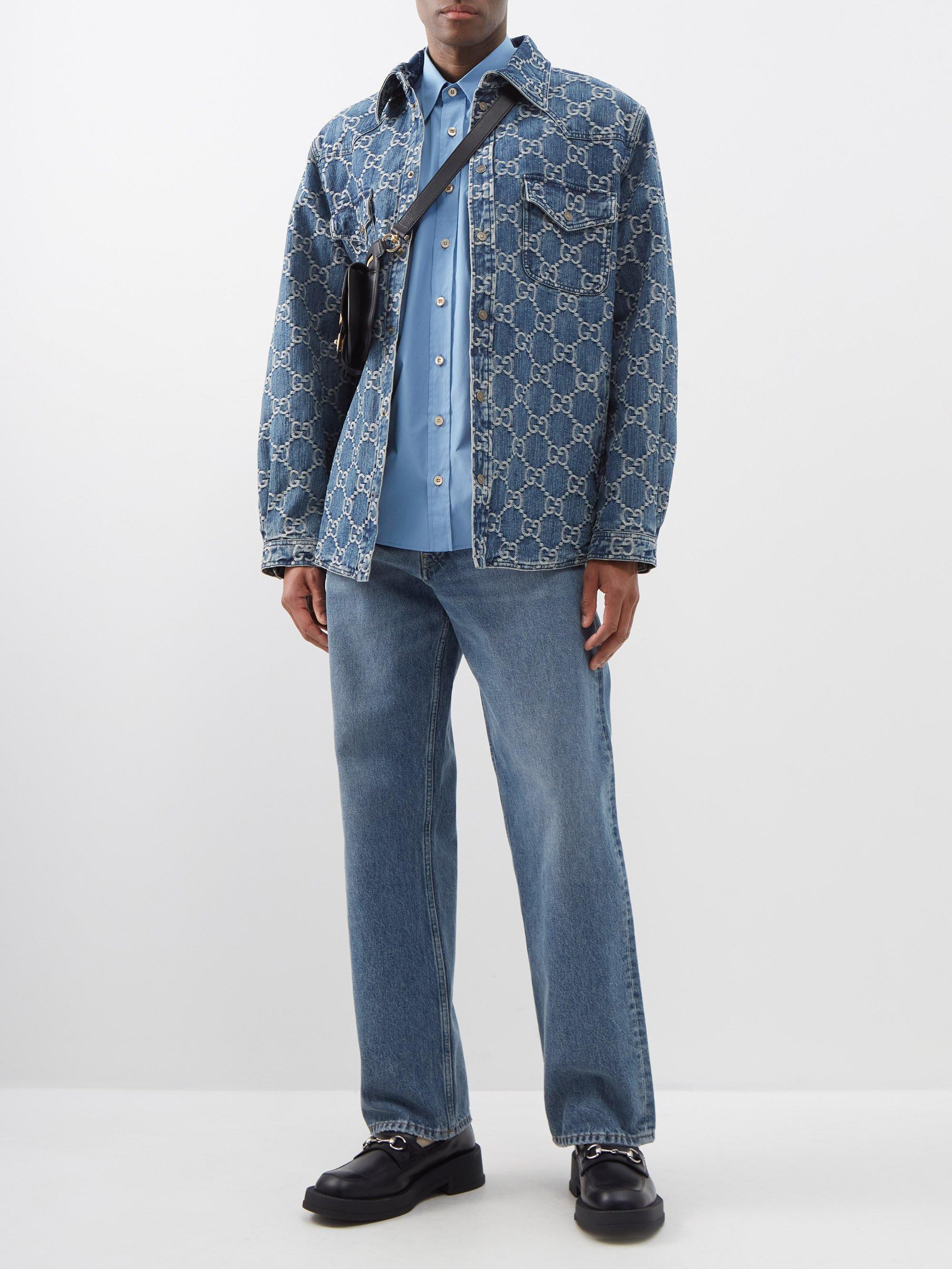 Gucci Cosmogonie Padded Logo-jacquard Denim Overshirt in Blue for Men ...