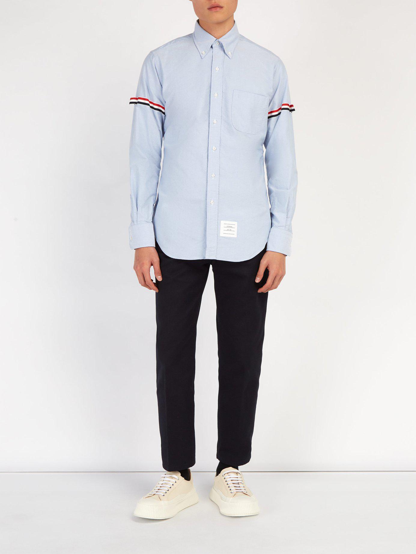 Thom Browne Button Down Collar Cotton Shirt in Light Blue (Blue) for