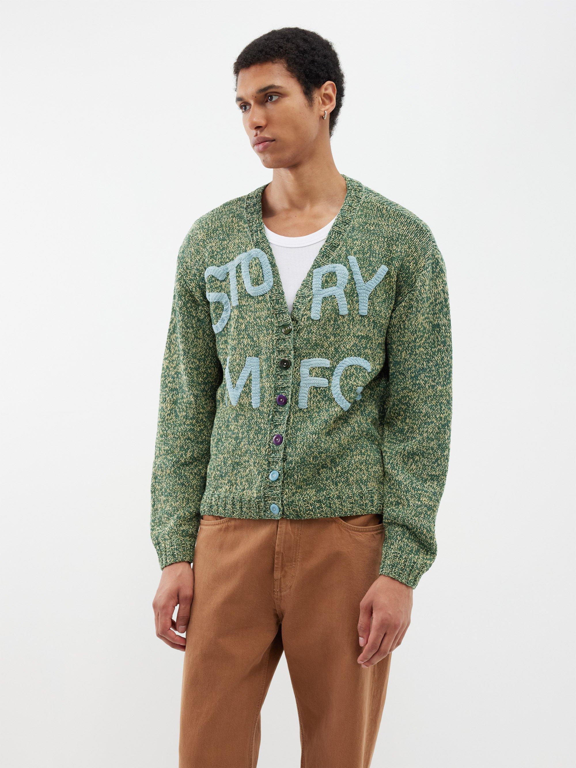 STORY mfg. Twinsun Logo-crocheted Organic-cotton Cardigan in Green for ...