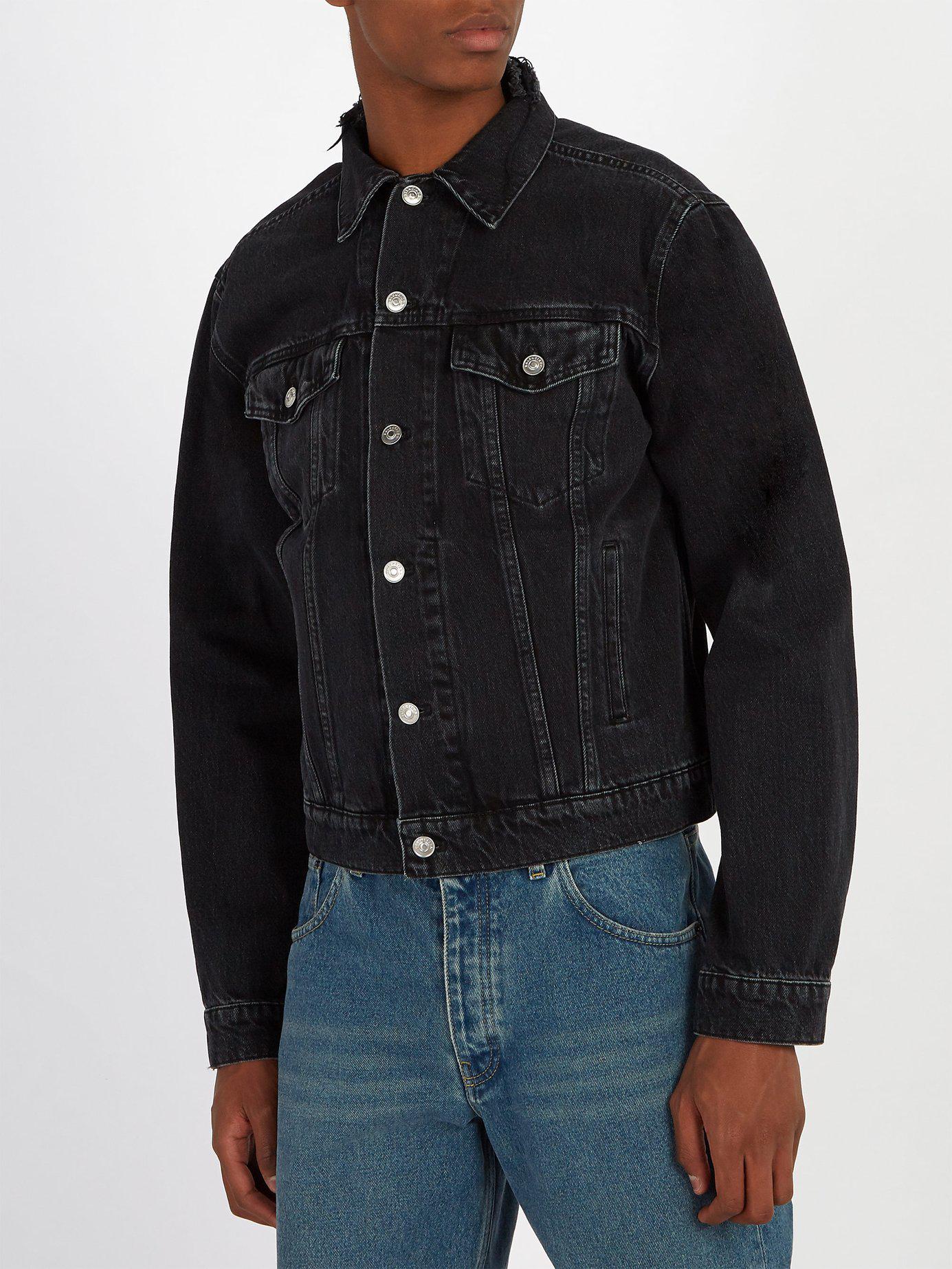 Balenciaga Distressed Denim Jacket in Black for Men | Lyst