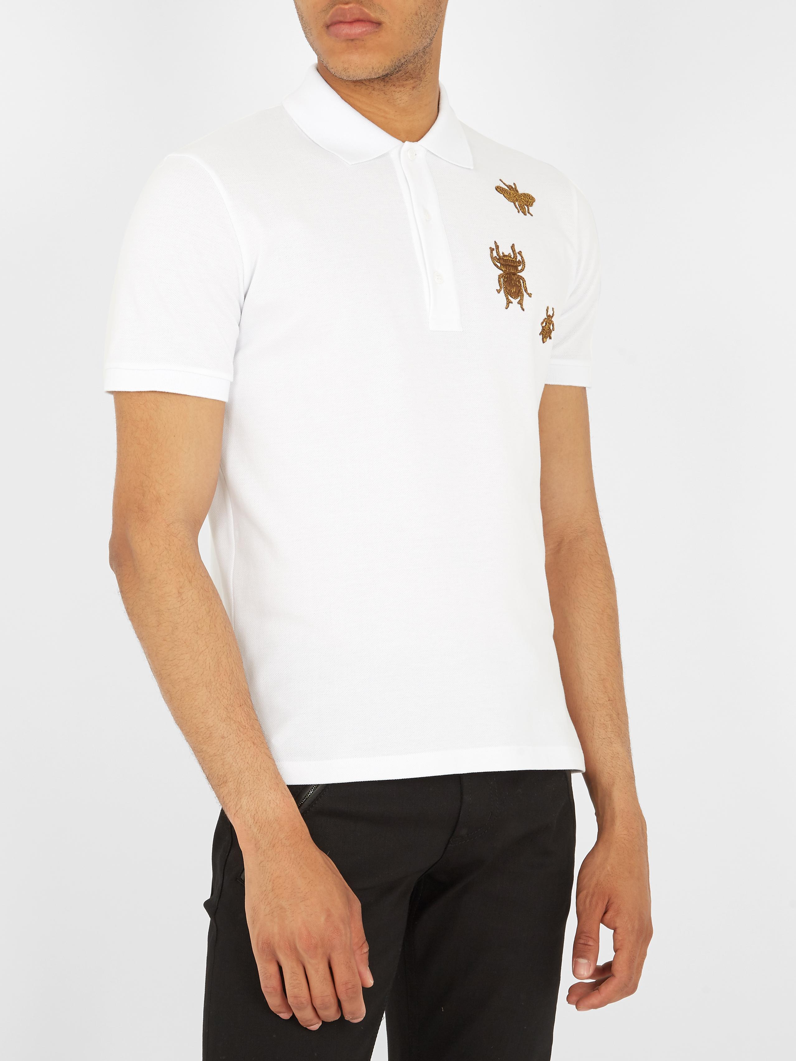 Download Valentino Insect-embroidered Cotton-piqué Polo Shirt in ...