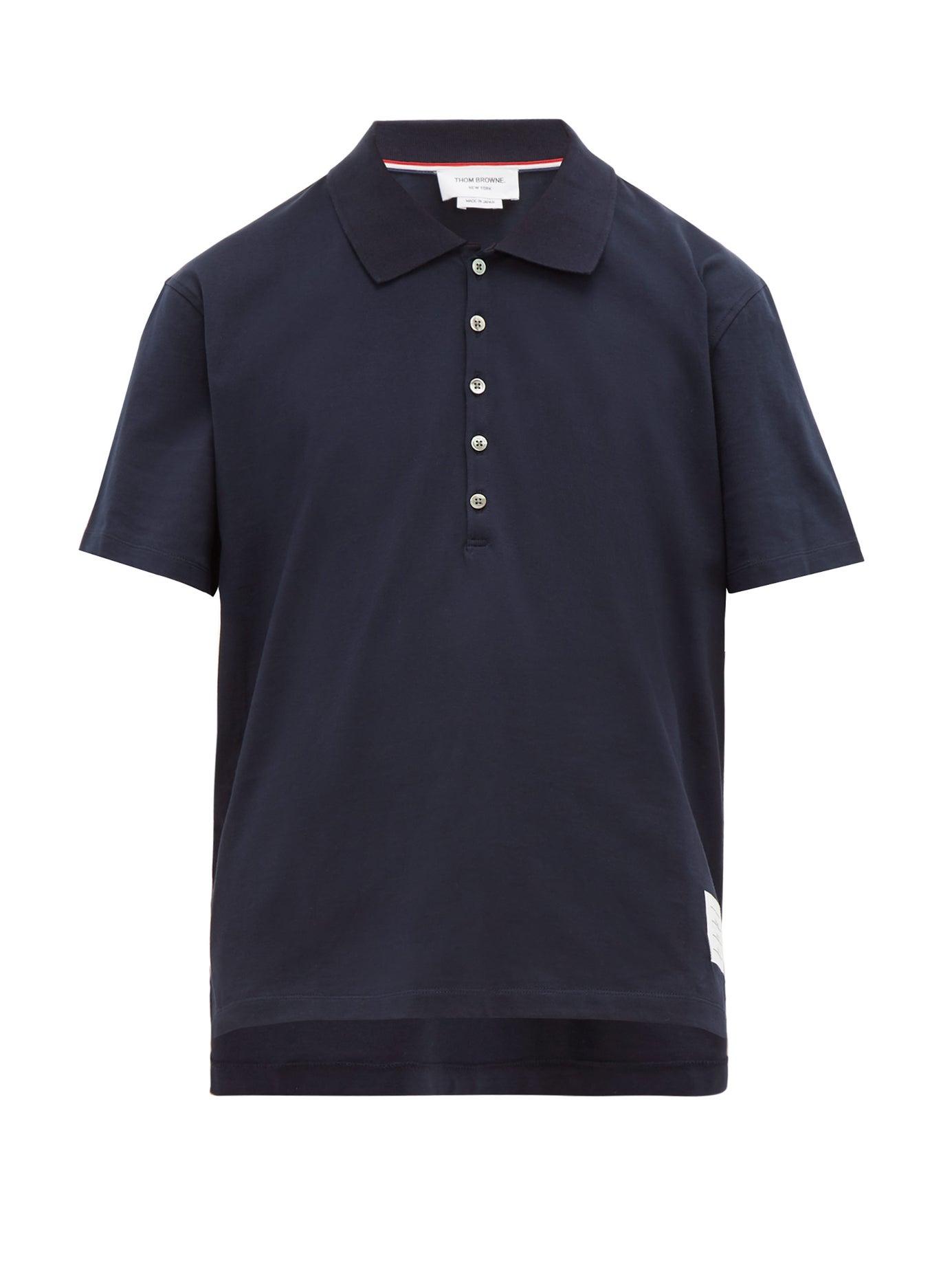 Thom Browne Logo Patch Cotton Jersey Polo Shirt in Navy (Blue) for Men ...