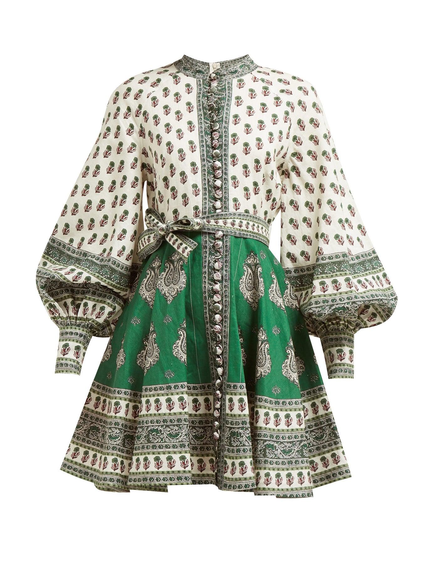 Zimmermann amari paisley shop lace short dress