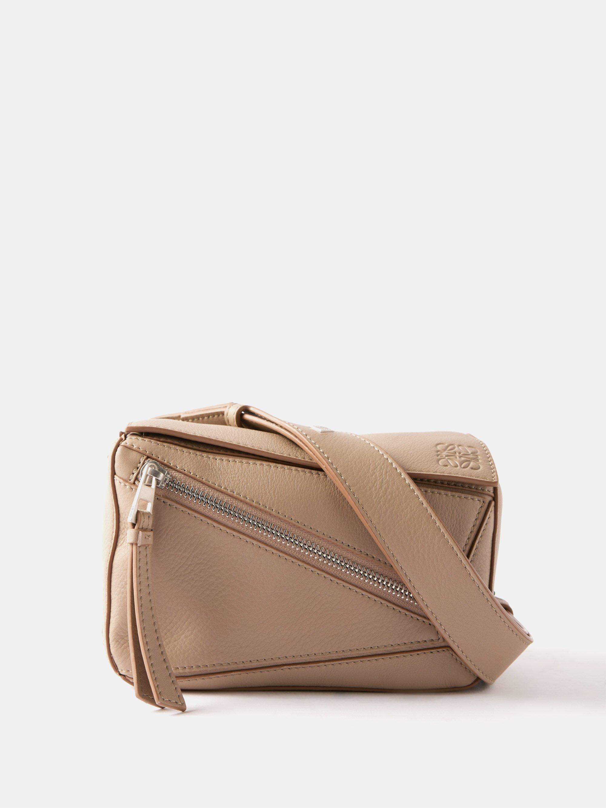 Loewe Puzzle Edge Mini Leather Cross body Bag in Natural for Men
