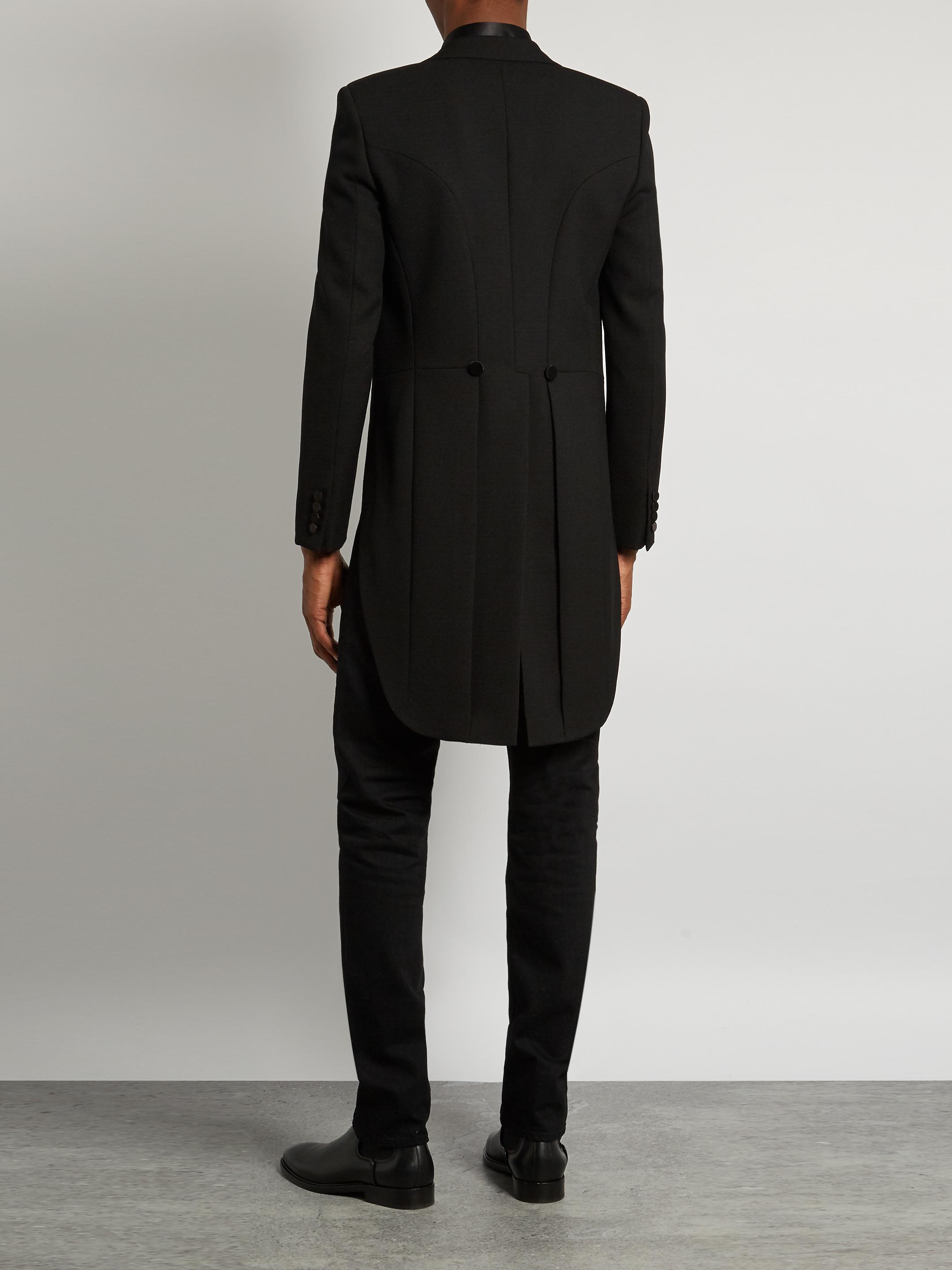 Saint Laurent Peak-lapel Satin-trimmed Wool Tailcoat in Black for Men ...