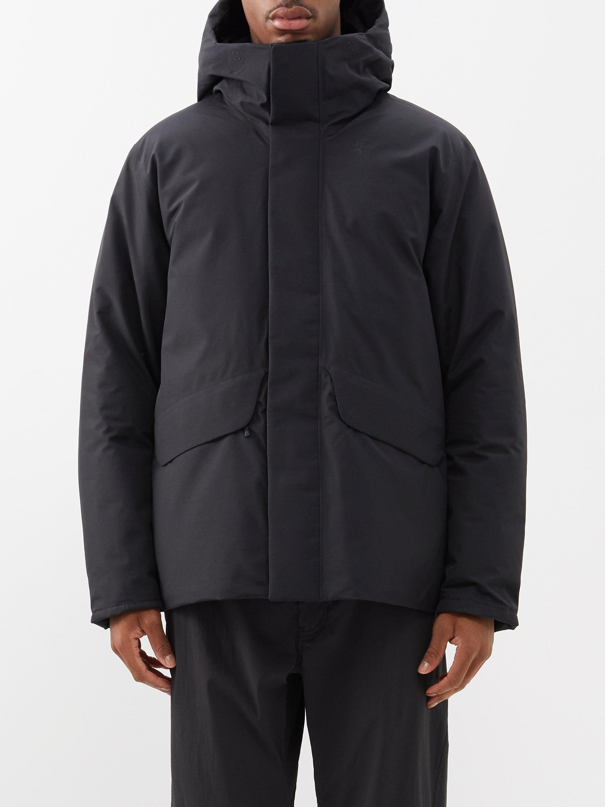 Goldwin Gore-tex Hooded Down Coat in Gray for Men | Lyst