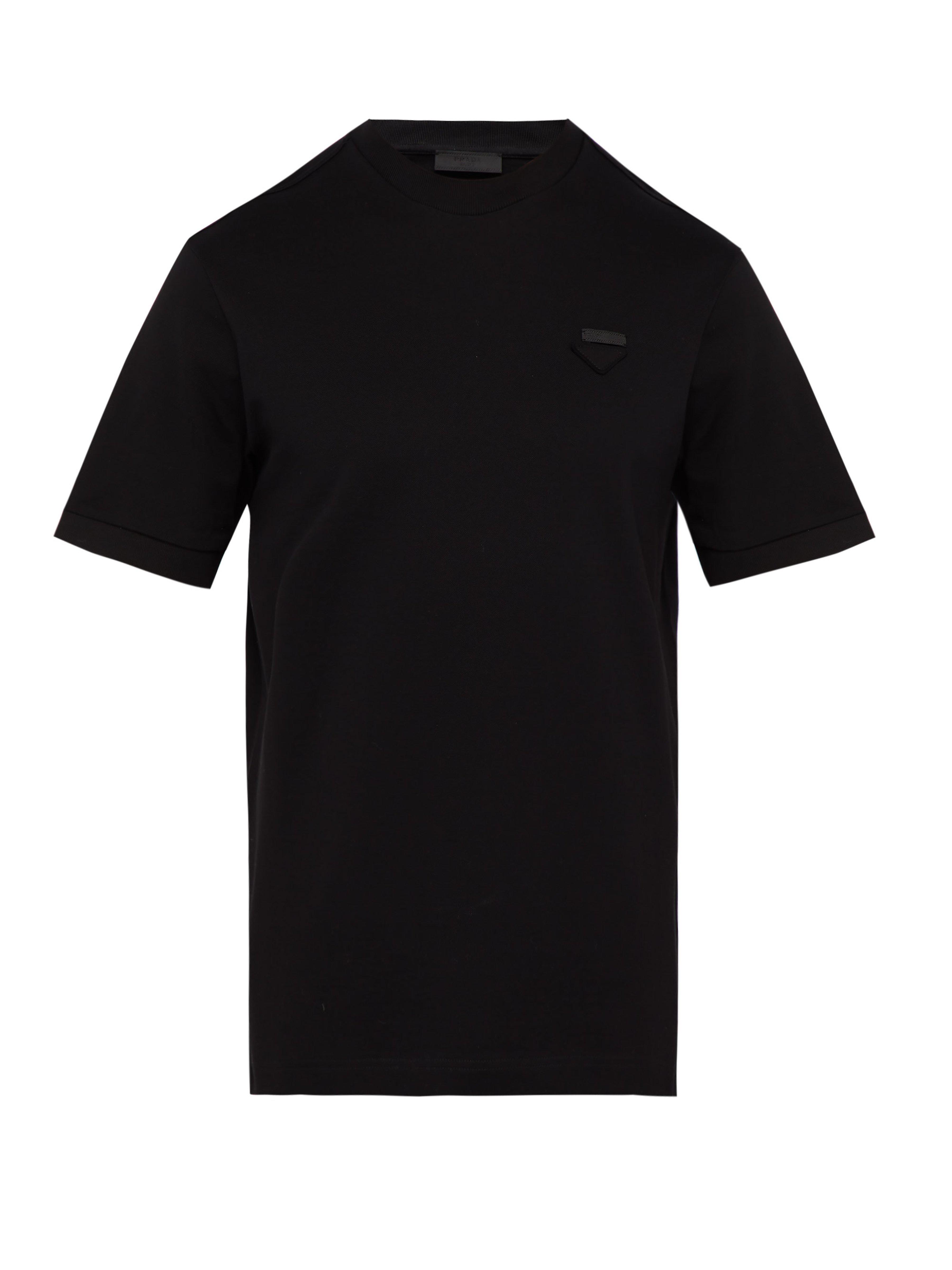 Prada Cotton Logo Piqué T-shirt in Black for Men - Save 22% - Lyst